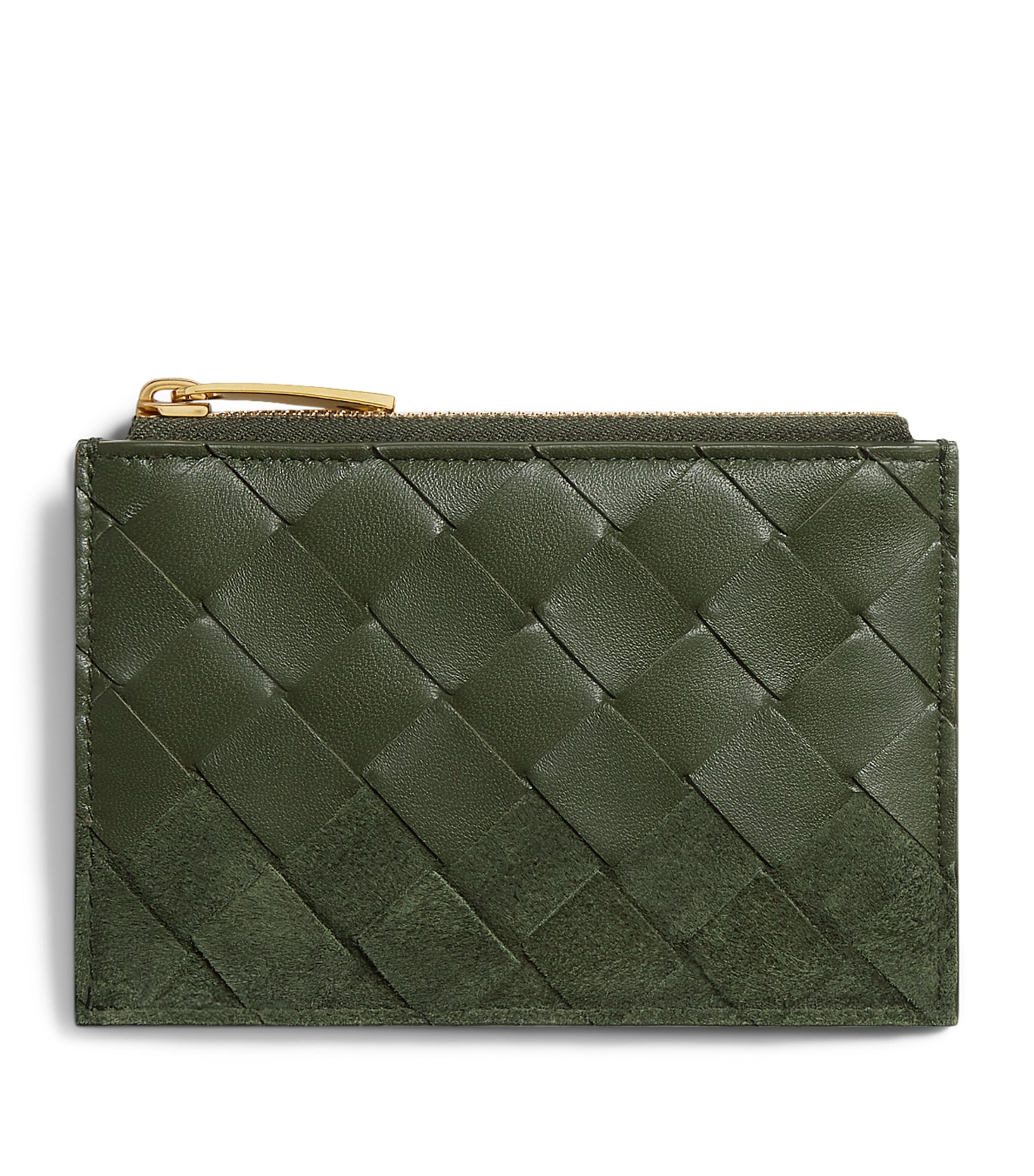 Bottega Veneta Leather Intrecciato Zipped Card Holder