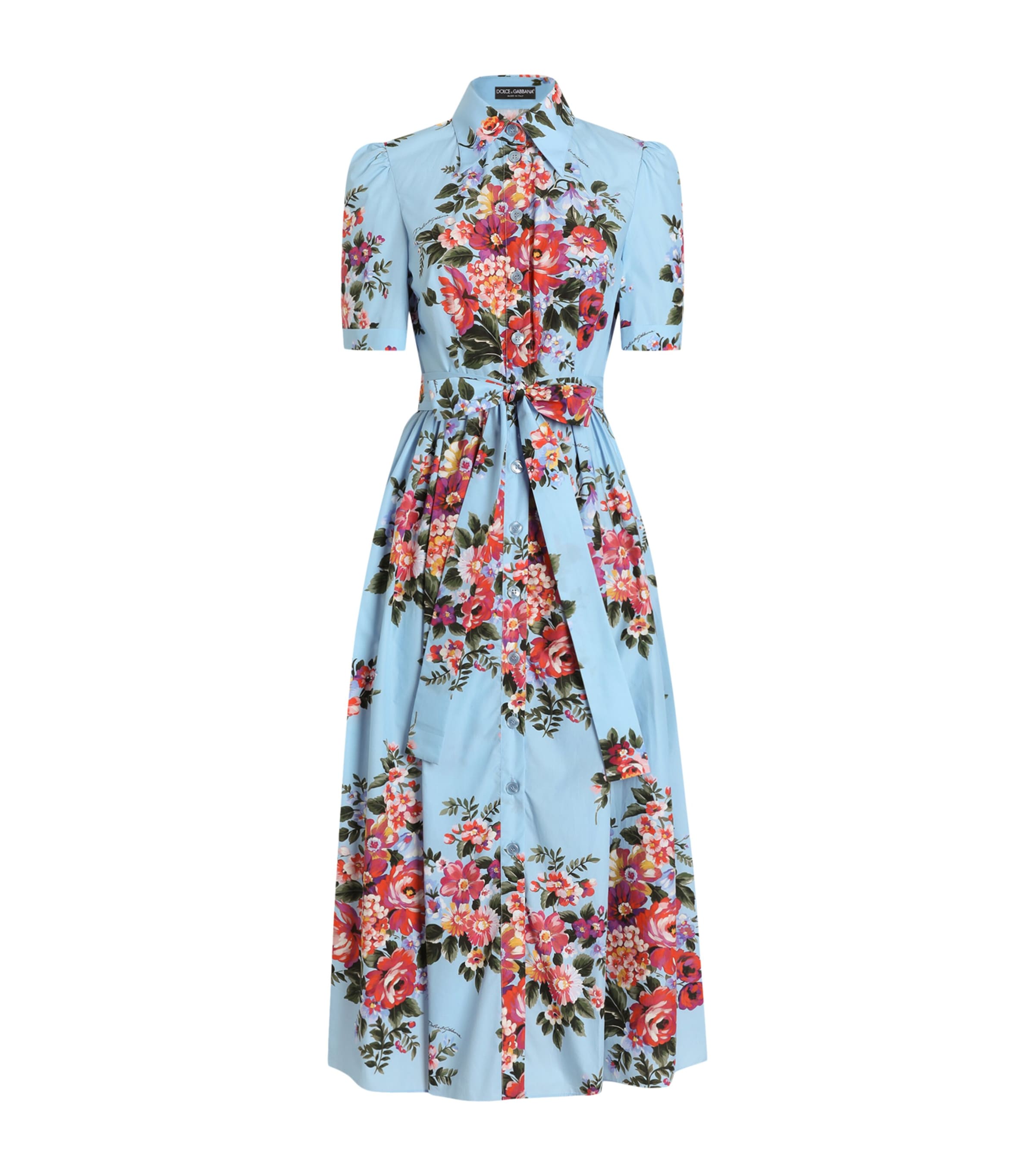 Dolce&Gabbana Womens Cotton Poplin Belted Midi Dress Mazz