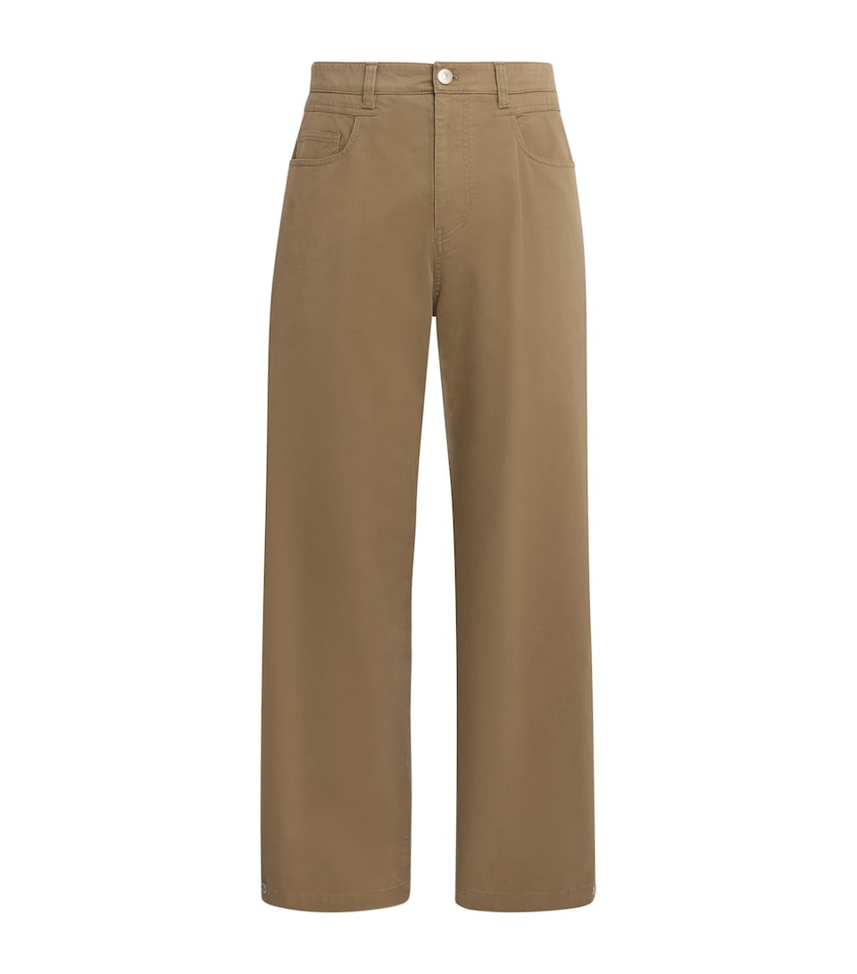 System Mens Cotton-Blend Side-Pleated Trousers Khaki Beige