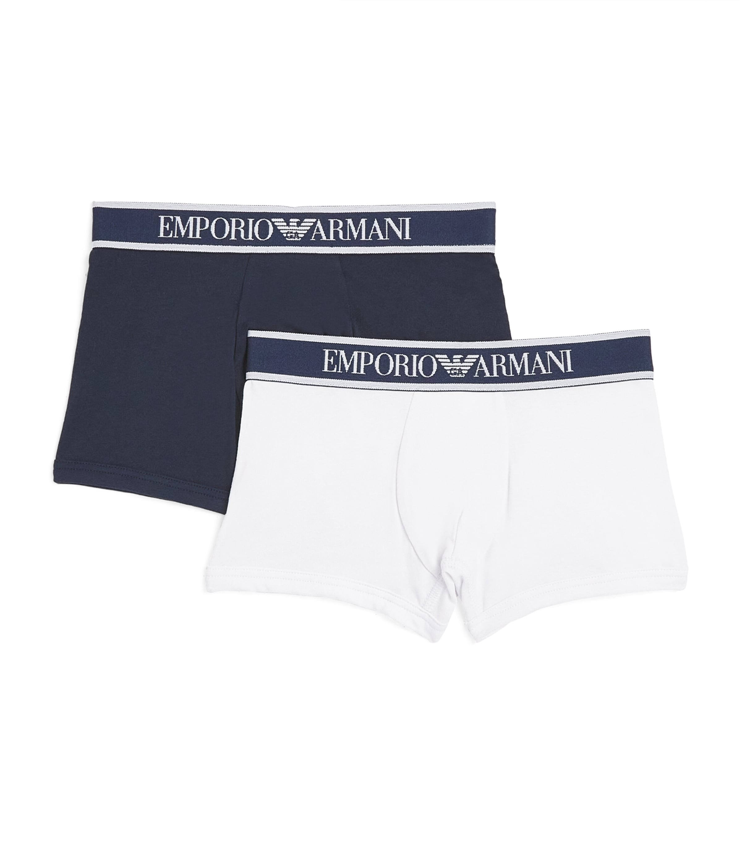 Emporio Armani Kids Pack of 2 Logo Boxer Shorts (4-14 Years) Blu/bianco