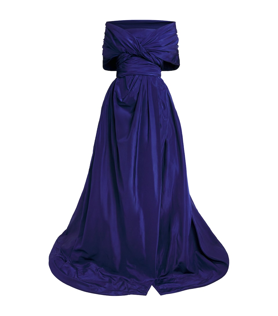 Costarellos Womens Taffeta Galina Gown Blue