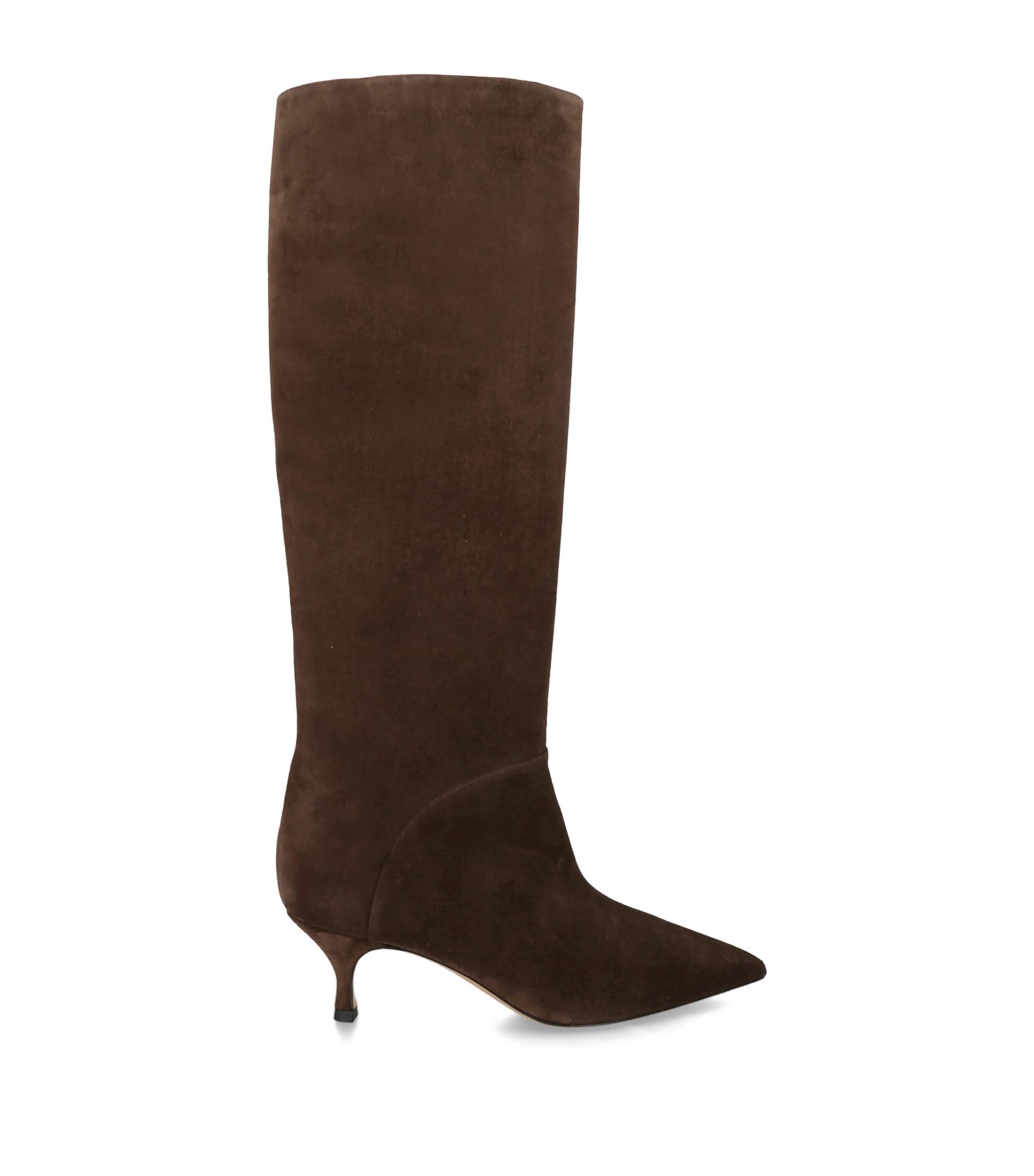 Casadei Suede Julia Renna Iconic Knee-High Boots 50 Dark Brown