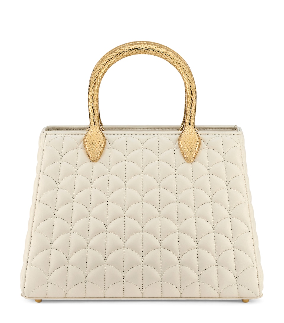 Bvlgari Leather Serpentine Duo Top-Handle Bag White