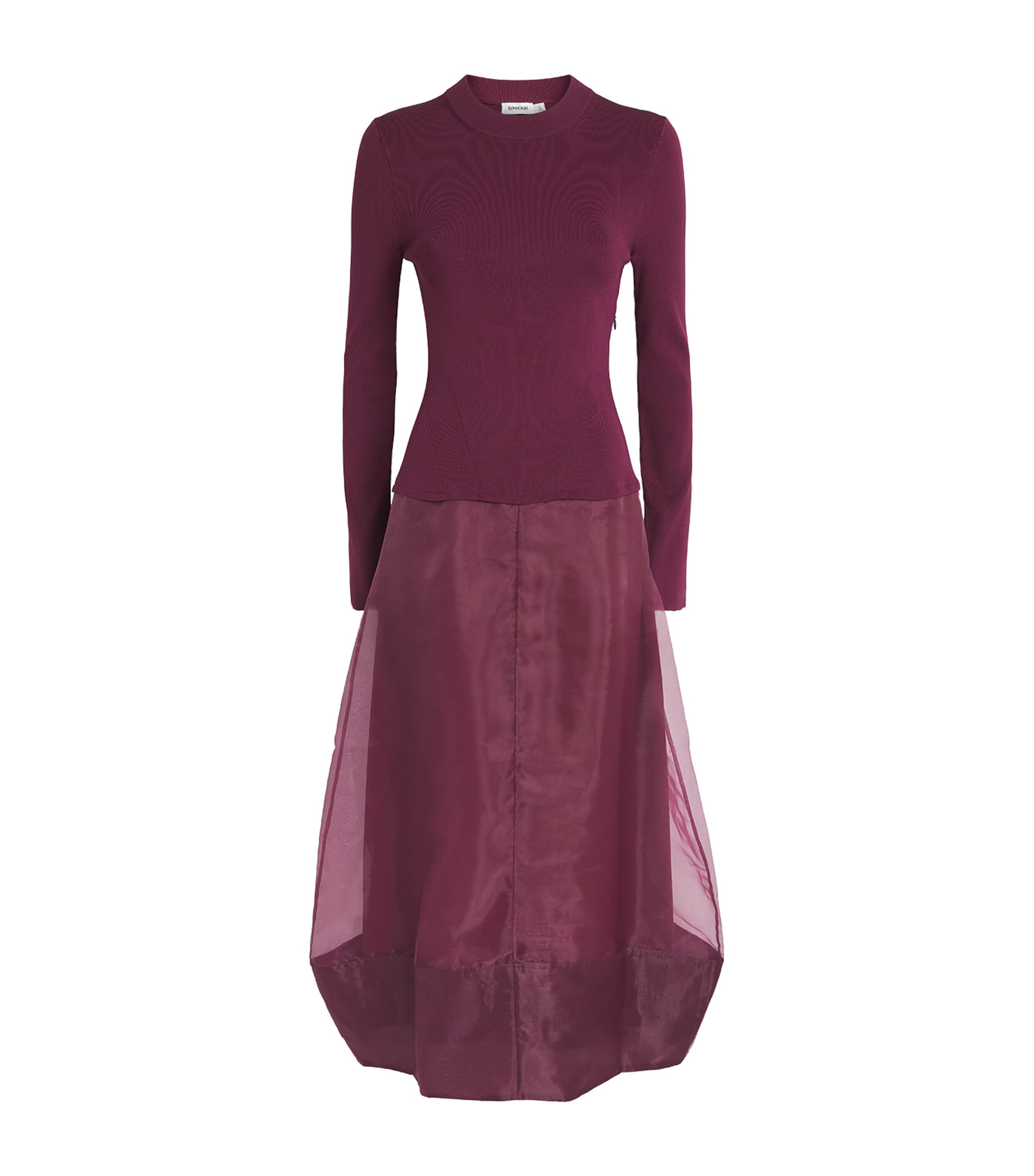 Simkhai Womens Knit Organza Maril Midi Skirt Fig
