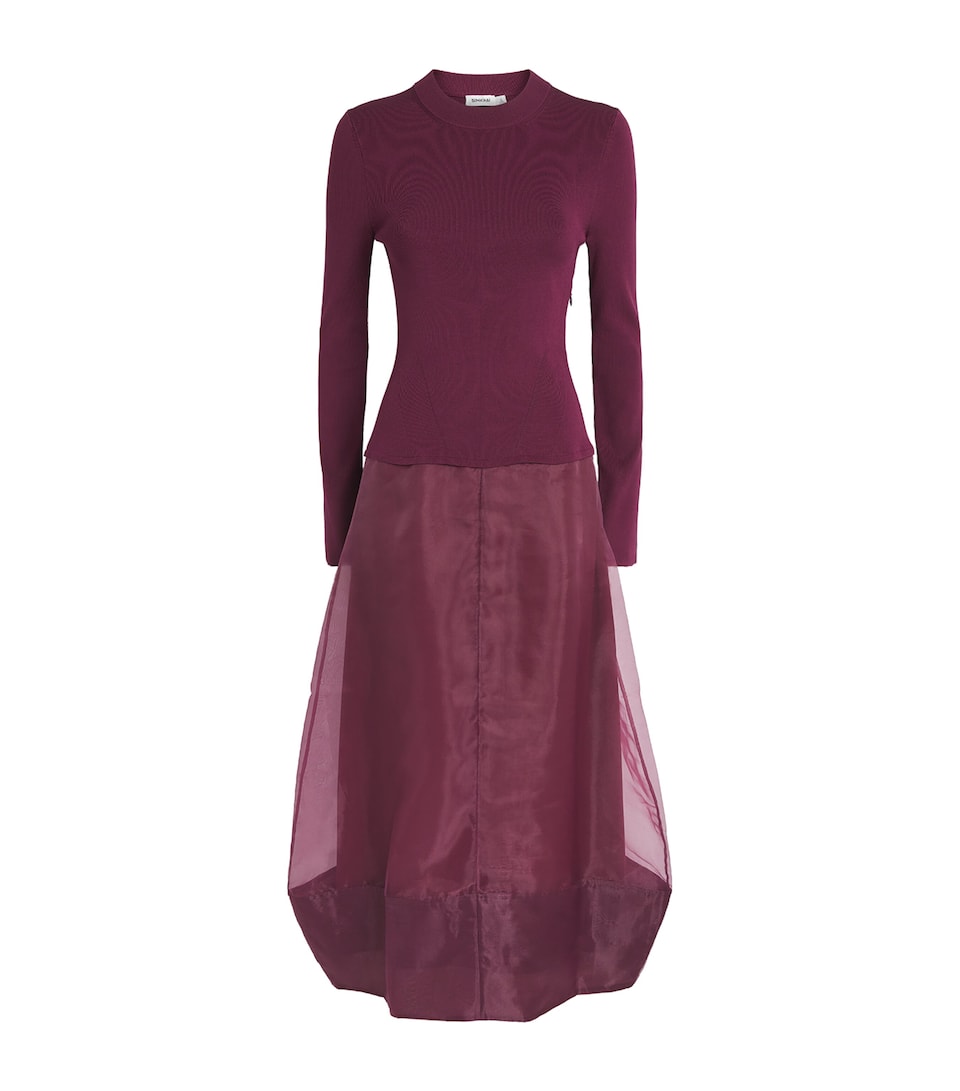Simkhai Womens Knit Organza Maril Midi Skirt Fig