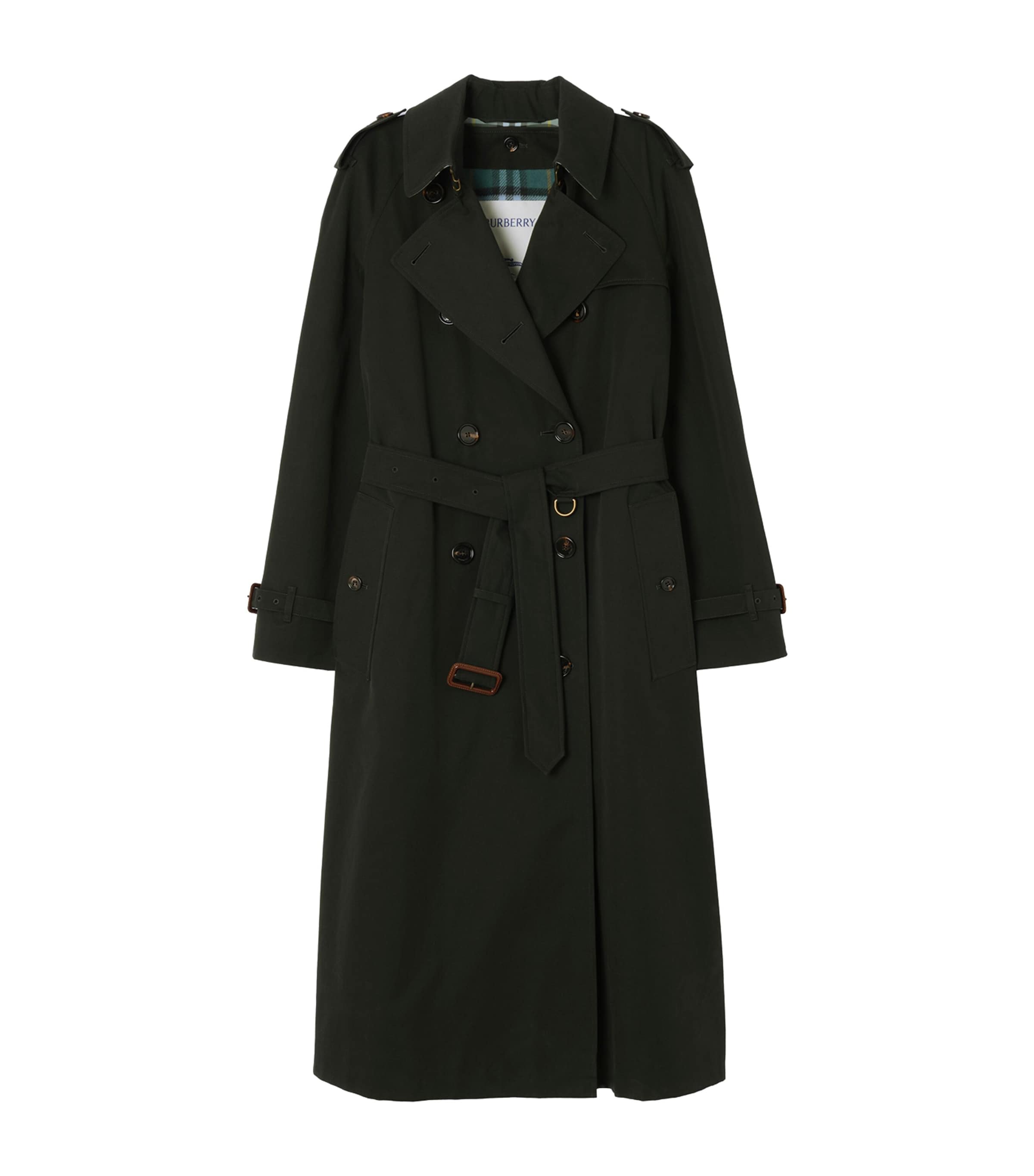 Burberry Womens Highgrove x Burberry Cotton Gabardine Waterloo Trench Coat with Warmer Marsh Green