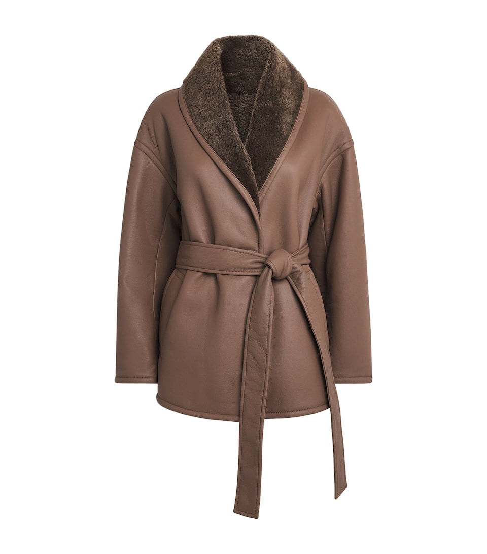 Joseph Womens Shearling Leather Manu Jacket Sable