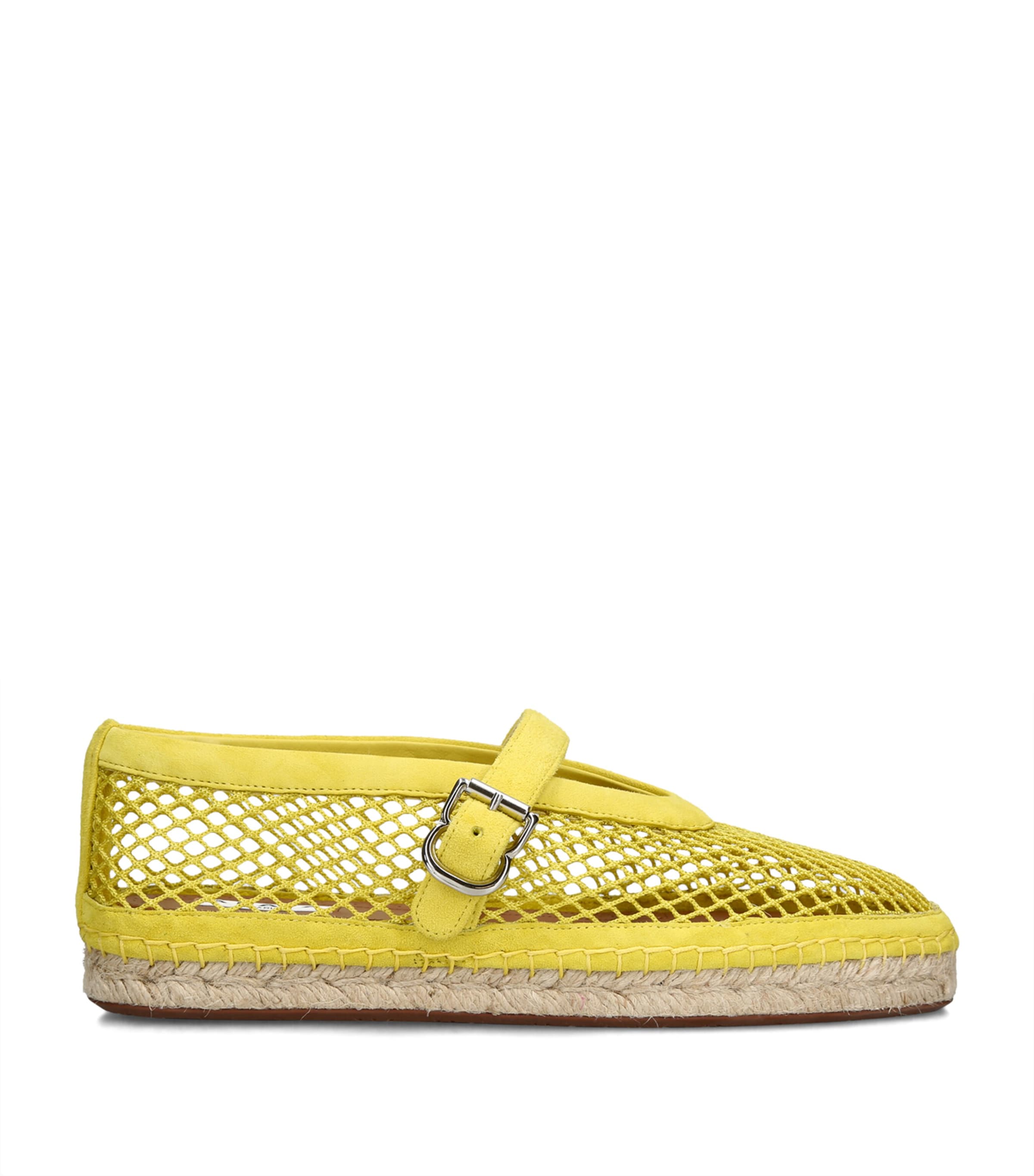 Alaïa Suede Mesh Espadrilles Yellow