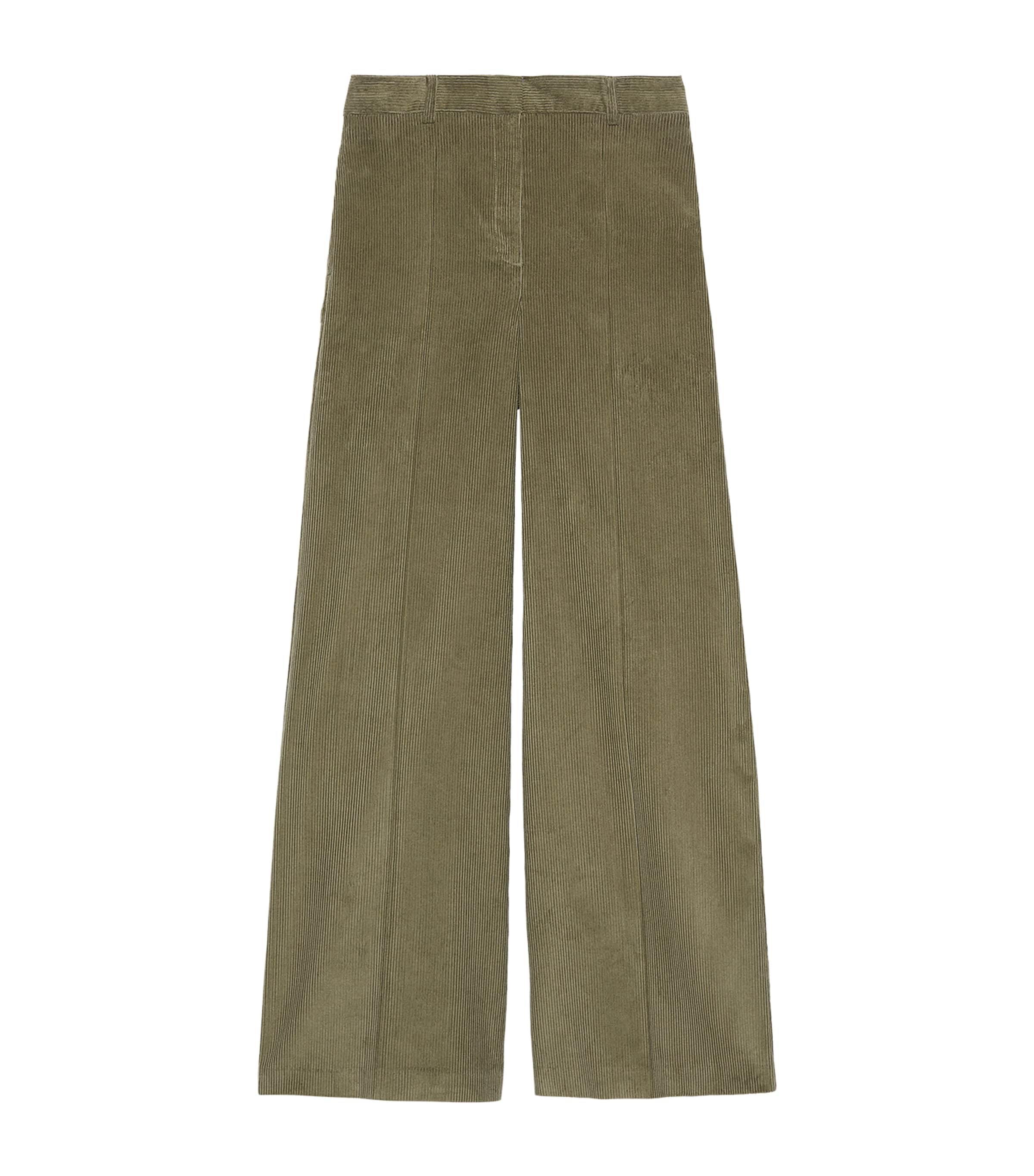 MAX&Co. Womens Corduroy Wide-Leg Trousers Kaki