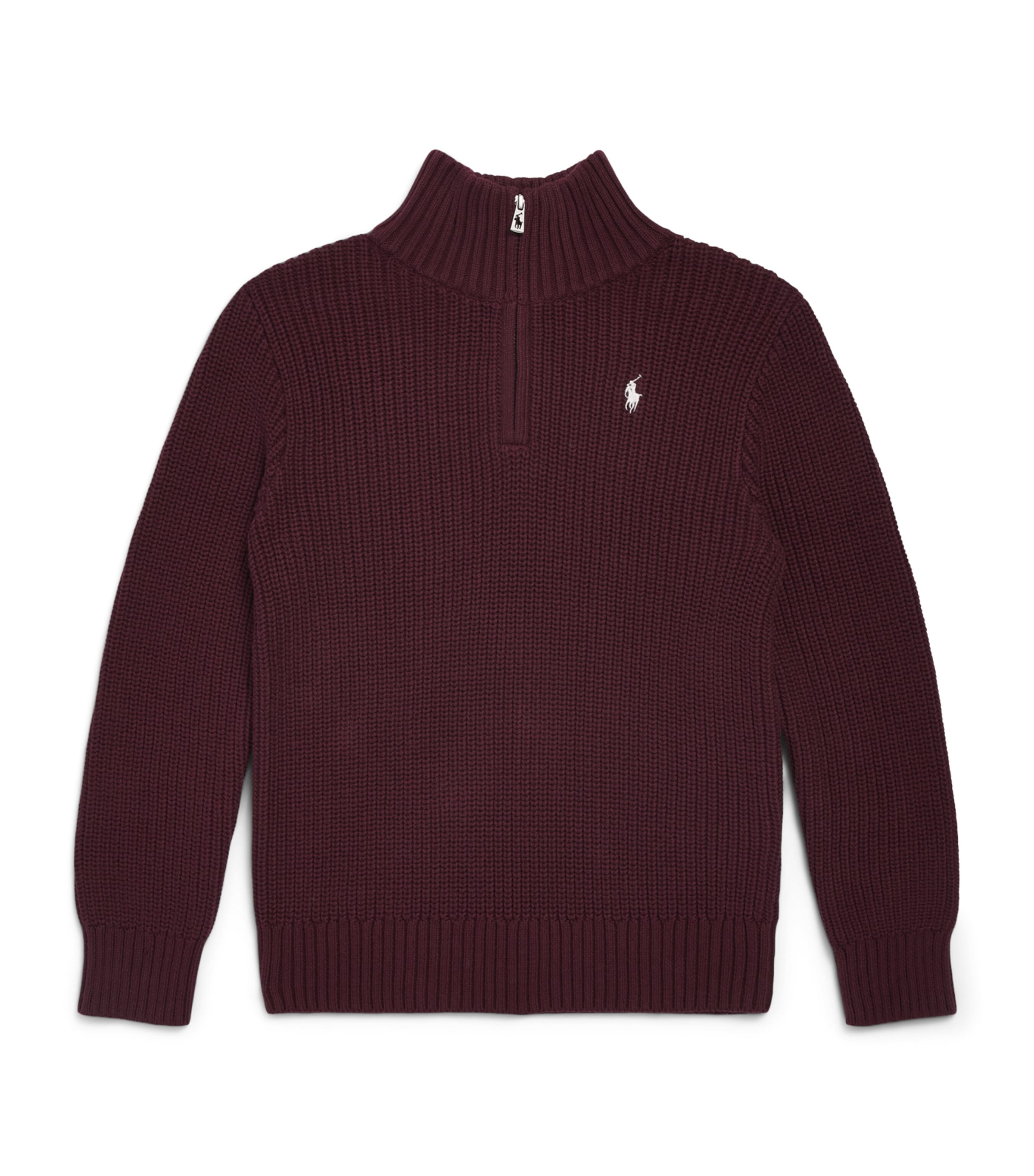Ralph Lauren Kids Quarter-Zip Polo Pony Sweater (6-14 Years) Rich Ruby