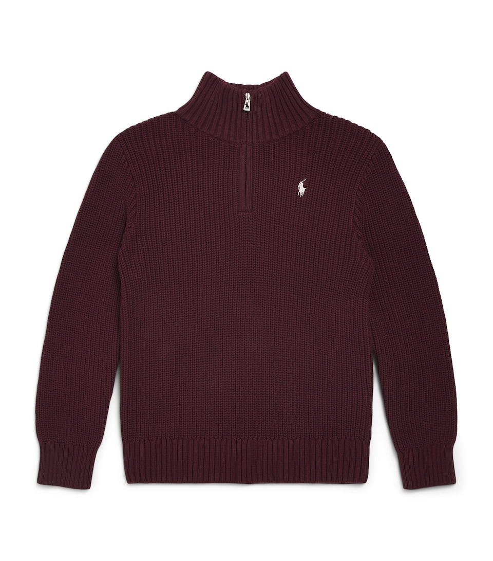 Ralph Lauren Kids Quarter-Zip Polo Pony Sweater (6-14 Years) Rich Ruby
