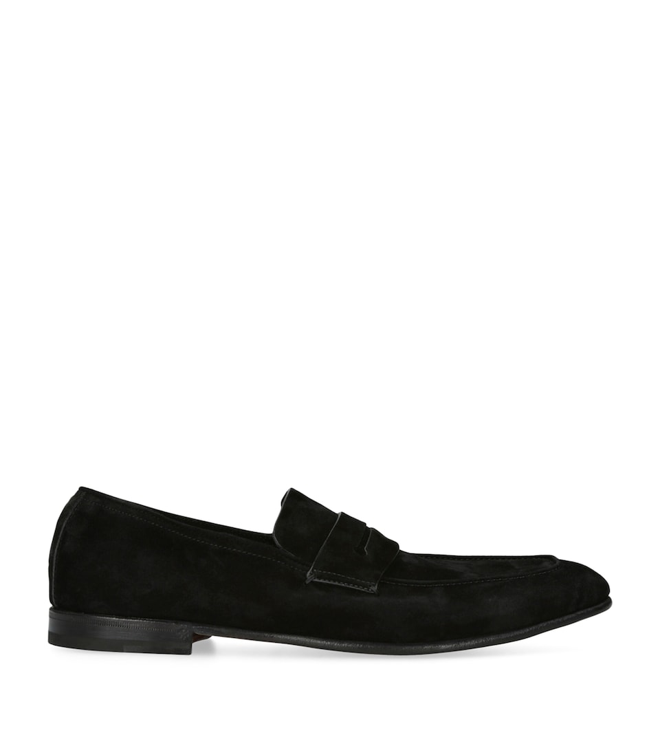 Zegna Suede L'Asola Loafers Black