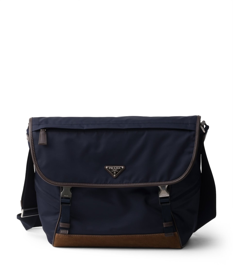 Small Re-Nylon and Leather Messenger Bag