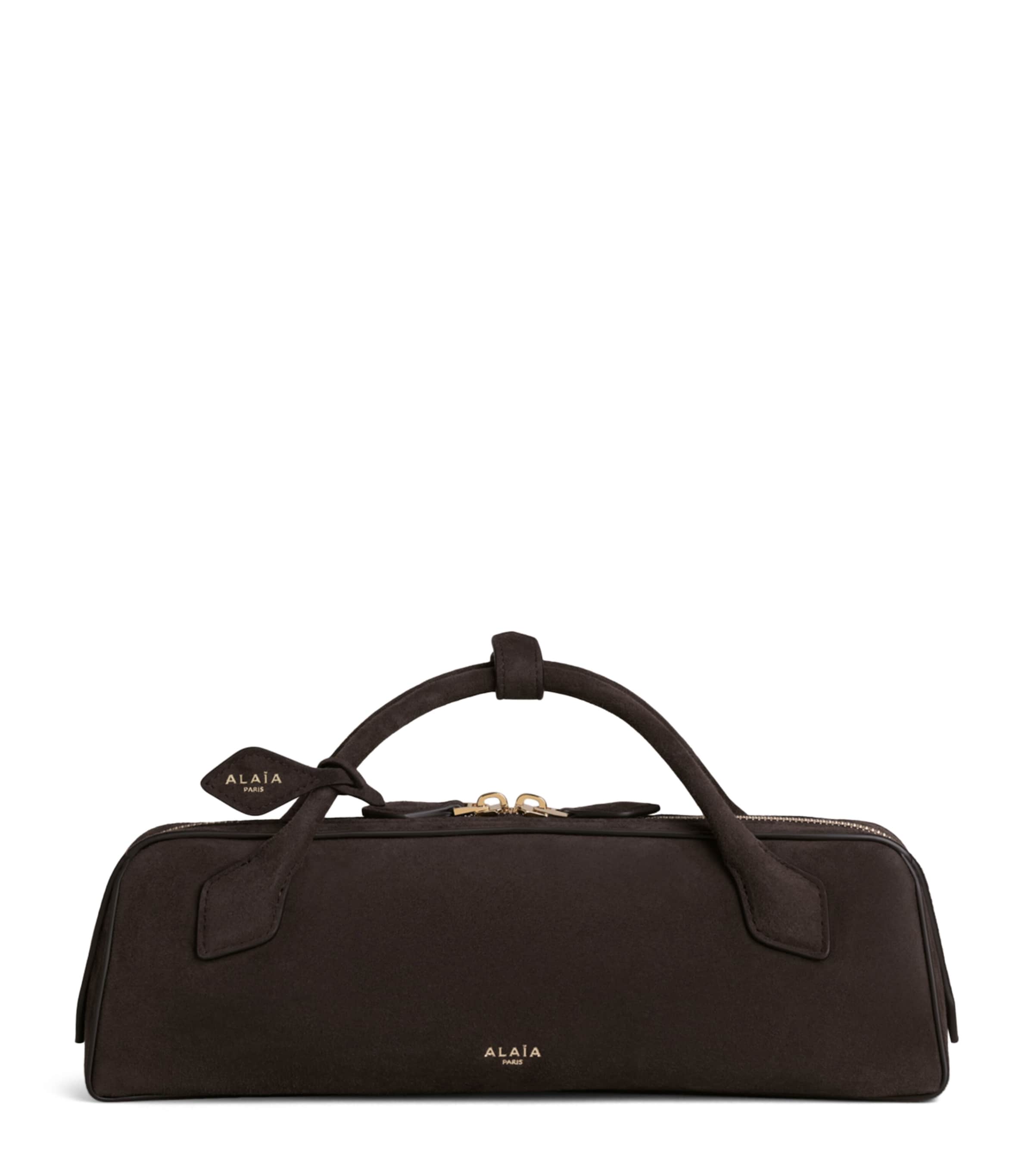 Alaïa Suede Le Teckel Clutch Bag Dark Brown