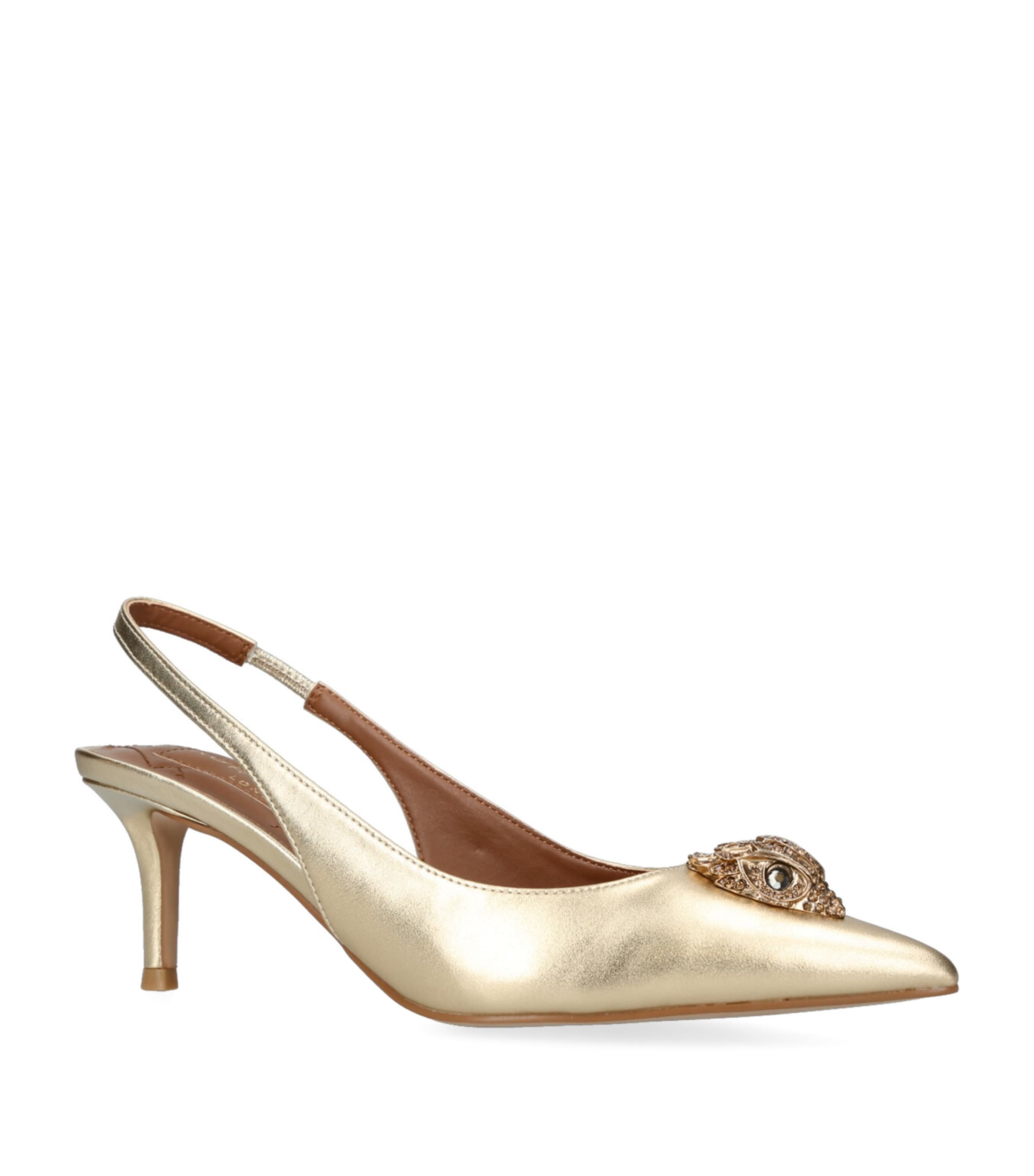 Kurt Geiger London Leather Belgravia Slingback Heels 65 Gold