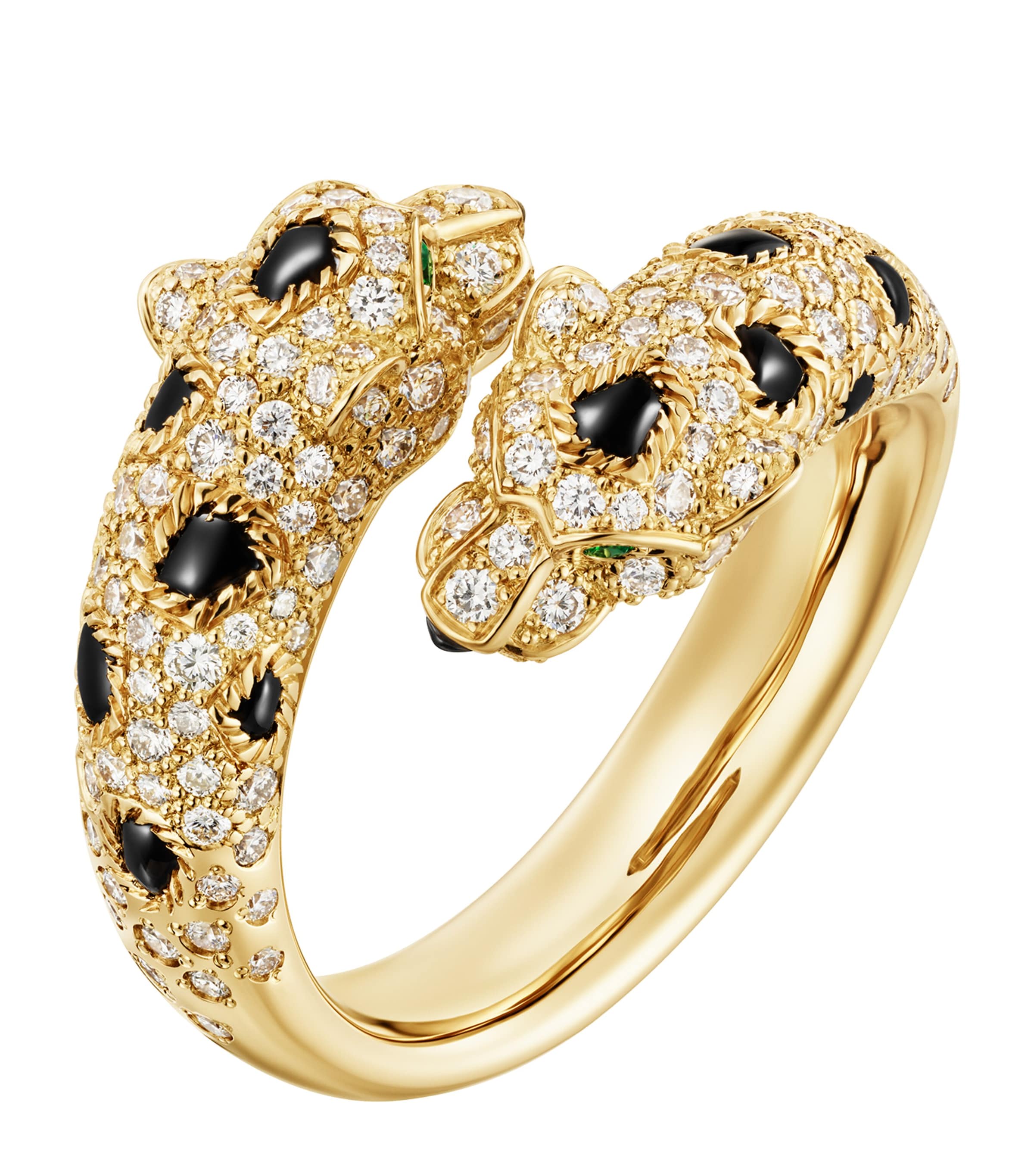 Yellow Gold, Diamond, Emerald and Onyx Panthère de Cartier Ring