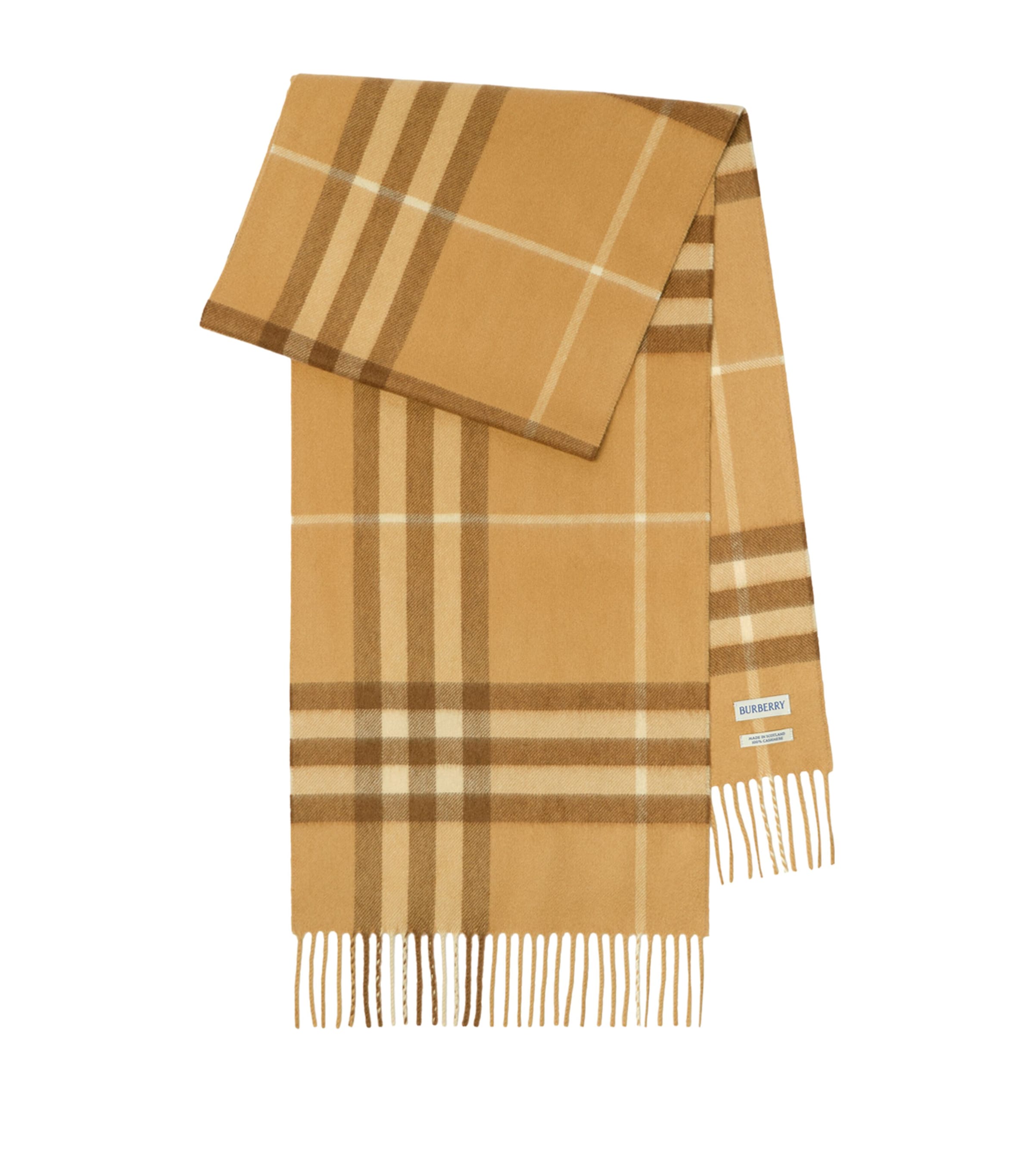 Burberry Cashmere Check Scarf Finch Beige
