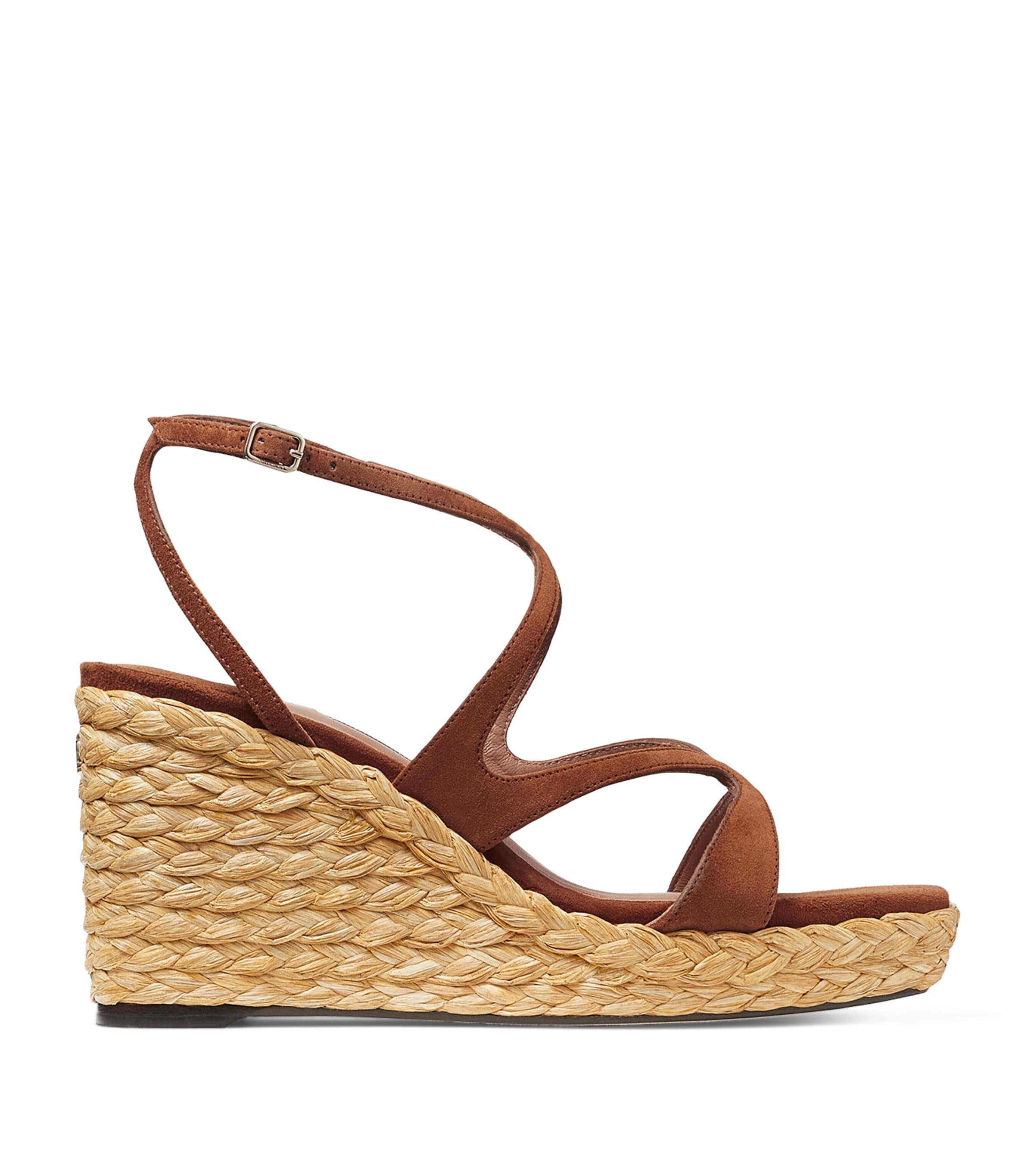 Jimmy Choo Ayla 85 Wedge Sandals Tan