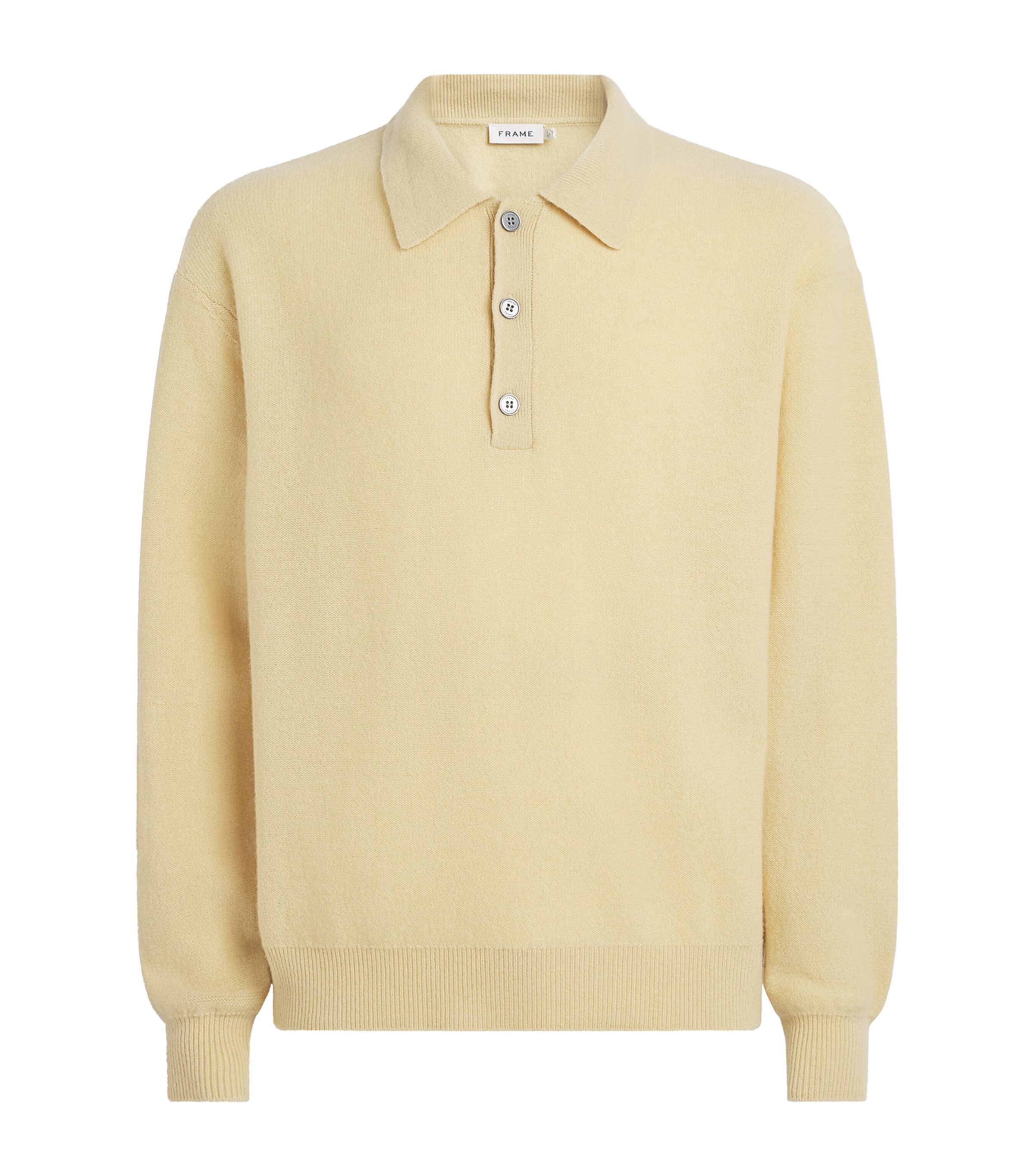 FRAME Mens Boiled-Wool Polo Sweater Oldy Old Yellow