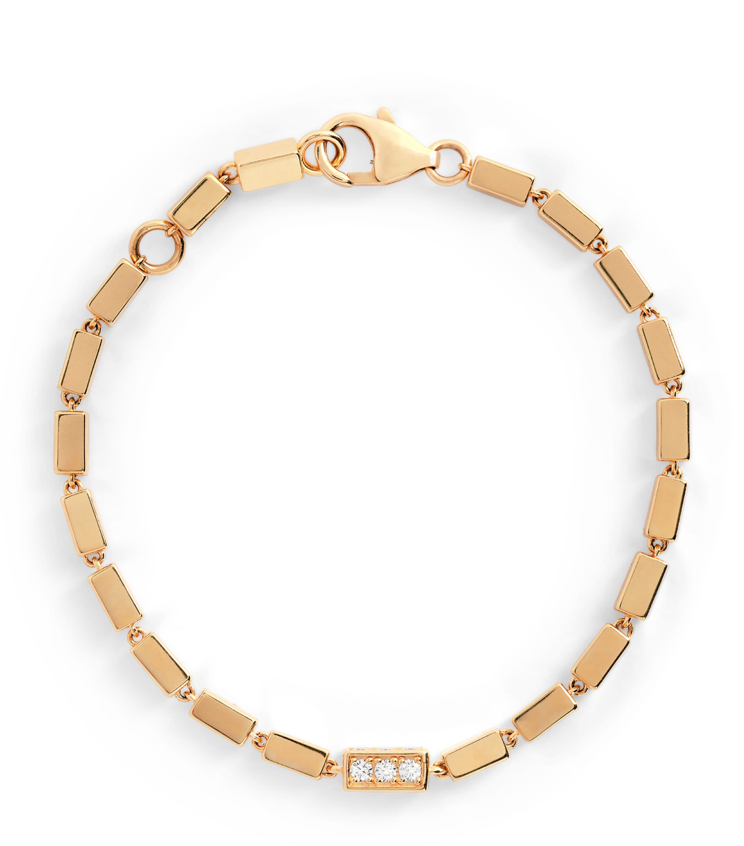 Yellow Gold and Diamond Block-Chain Bracelet