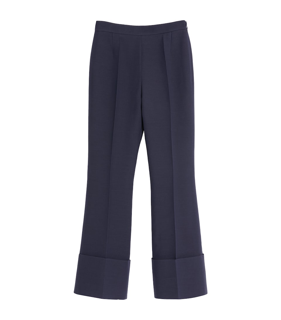 Wool-Silk Flared Trousers