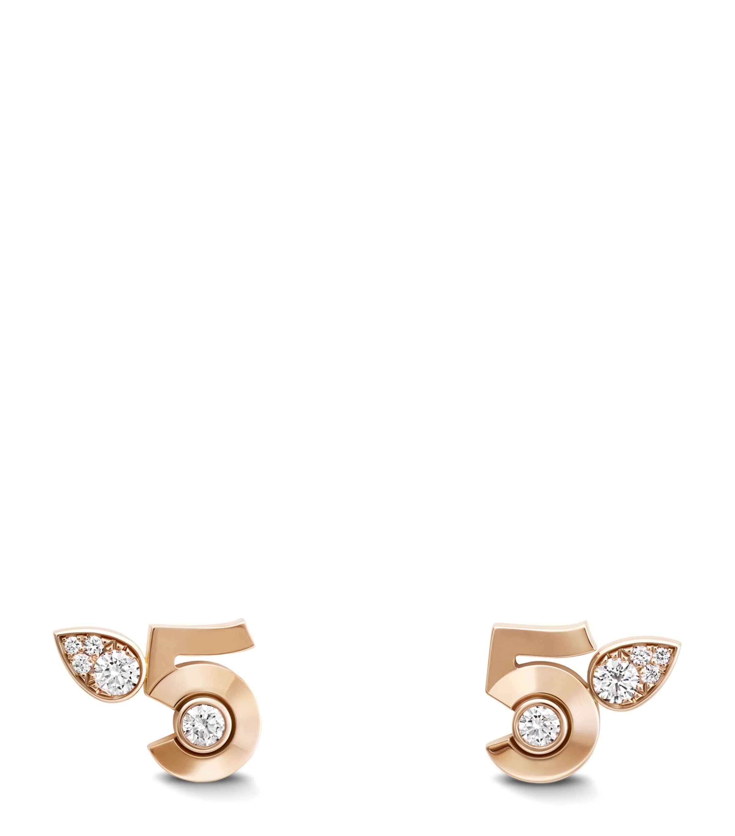 CHANEL Beige Gold and Diamond Extrait de N°5 Stud Earrings Beige Gold