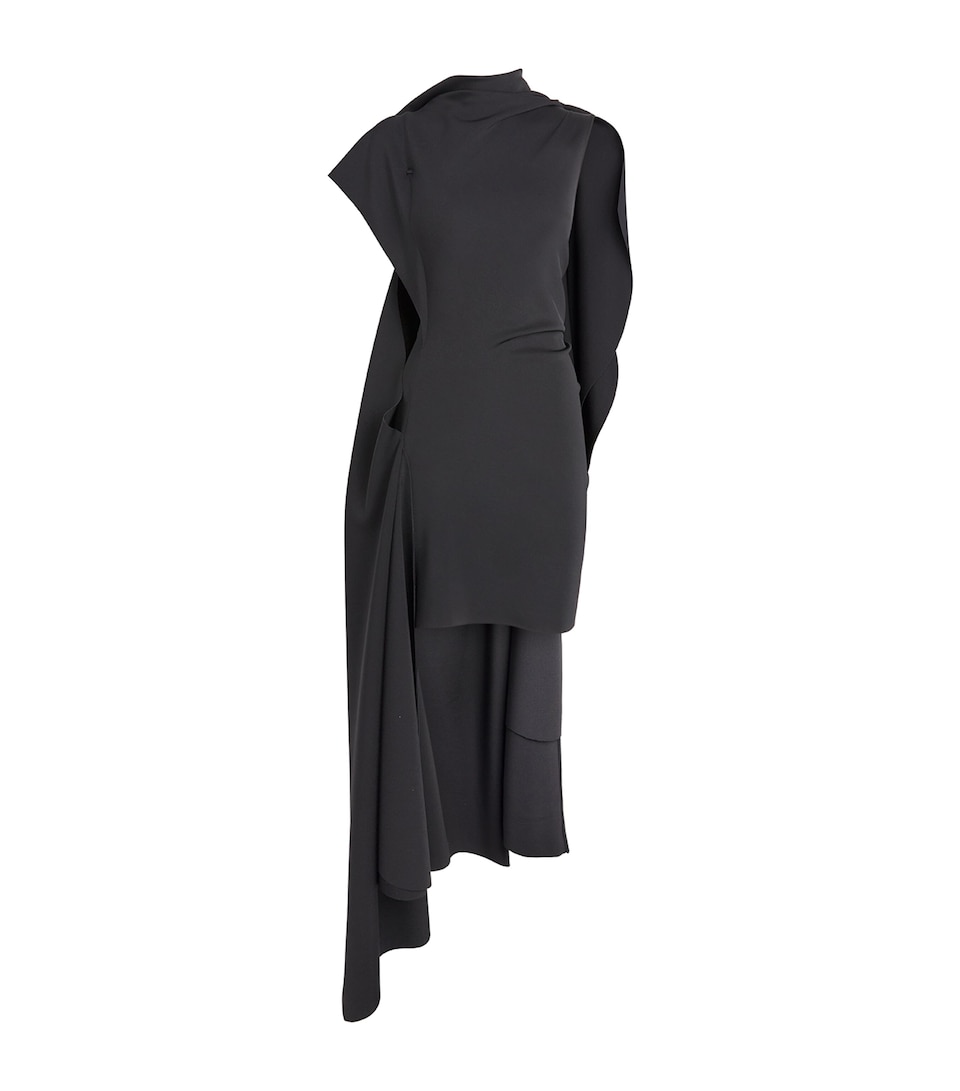 LOEWE Womens High-Neck Cape-Detail Dress Black