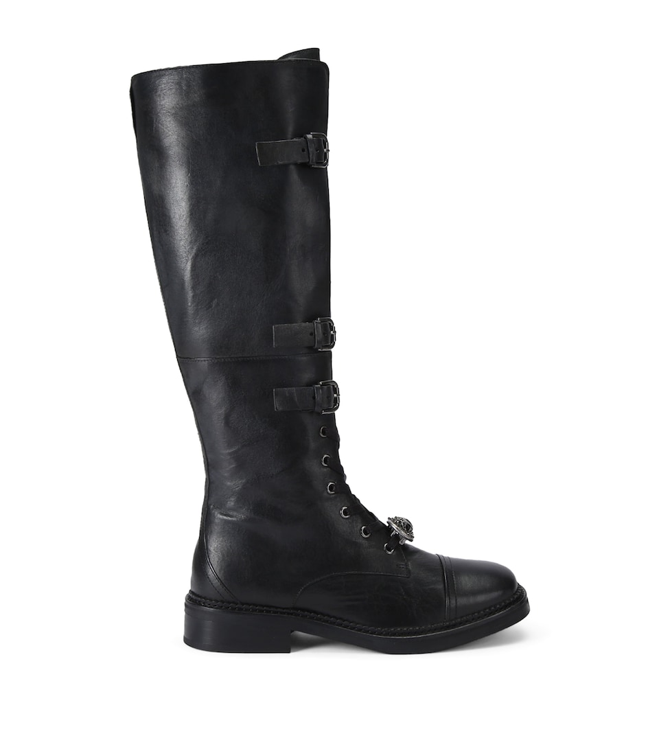 Leather Monument Strap Knee-High Boots