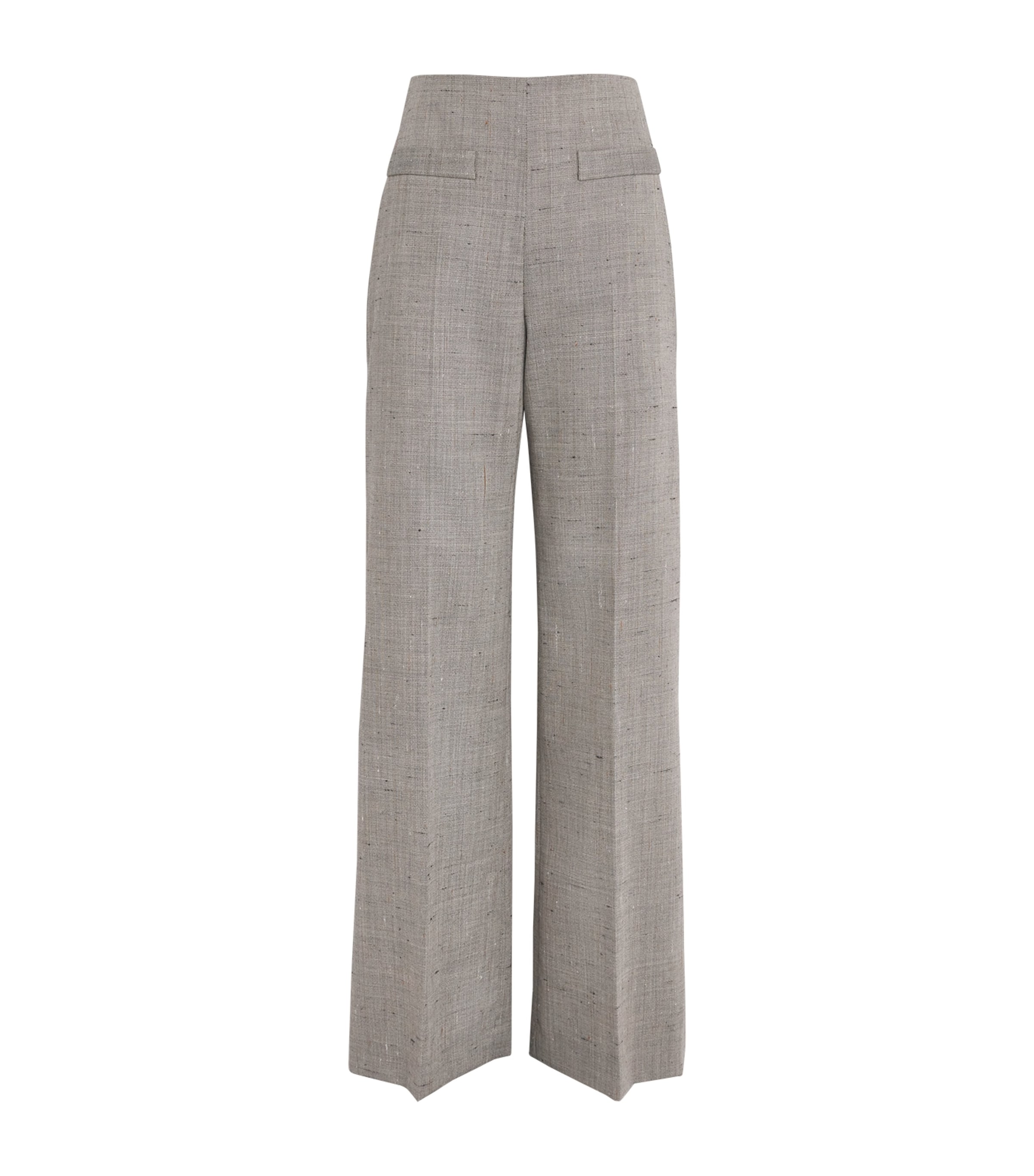 Wool-Blend Check Wide-Leg Trousers