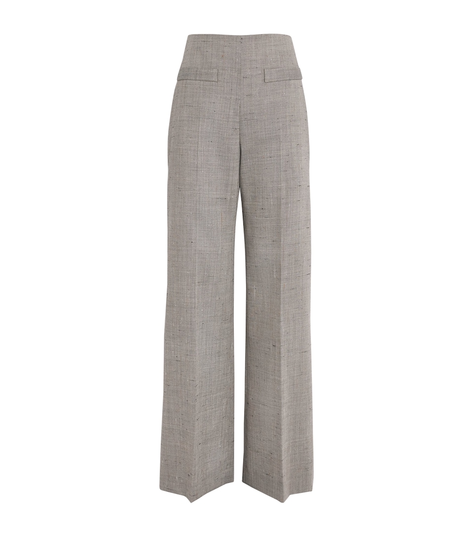 Wool-Blend Check Wide-Leg Trousers