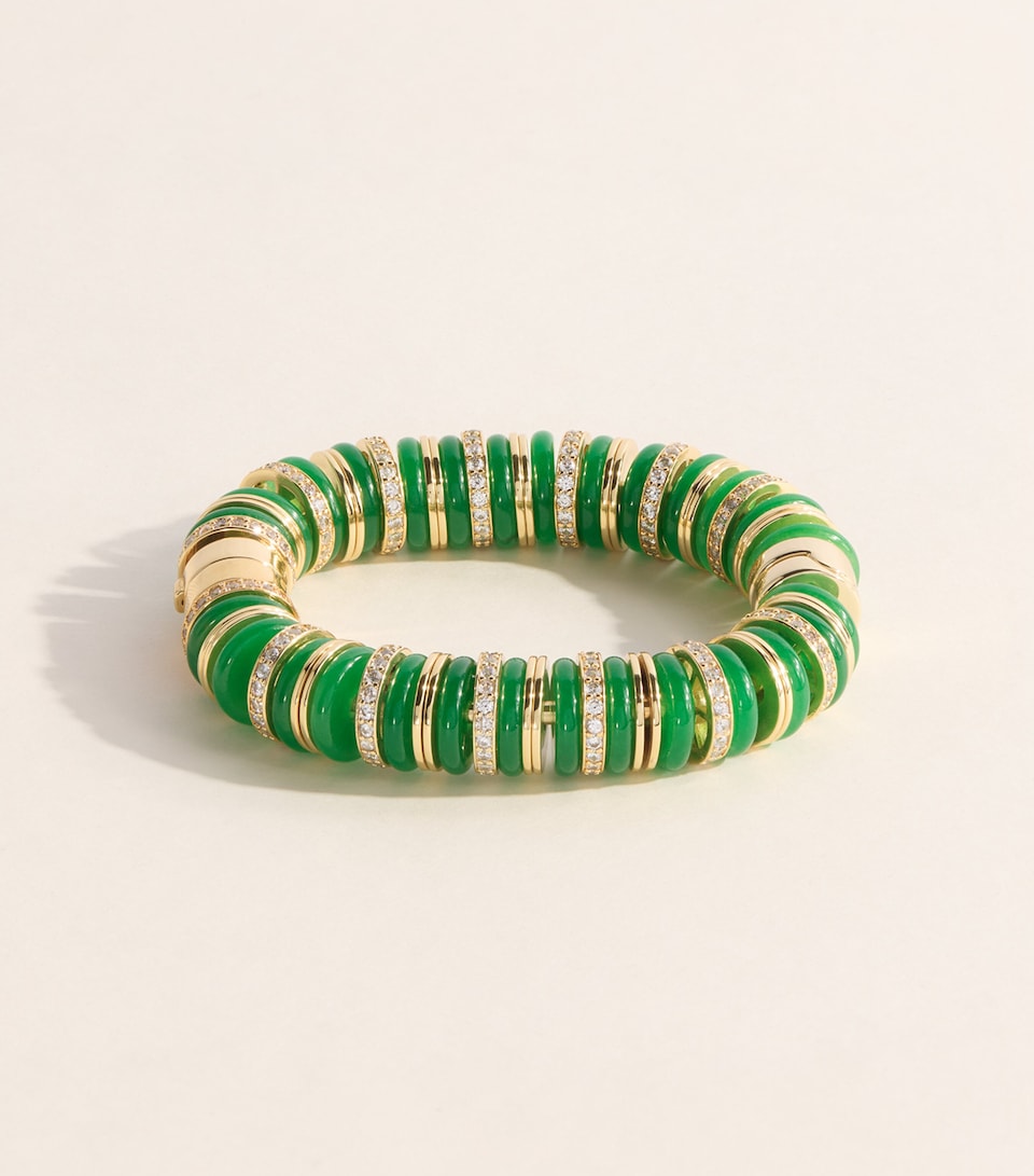 Eddie Borgo Gold-Plated Jade, Malachite and Pavé Crystal Lenox Bracelet Malachite/new Jade