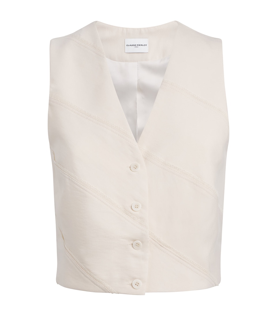 Claudie Pierlot Womens Lace-Trim Waistcoat Vanilla