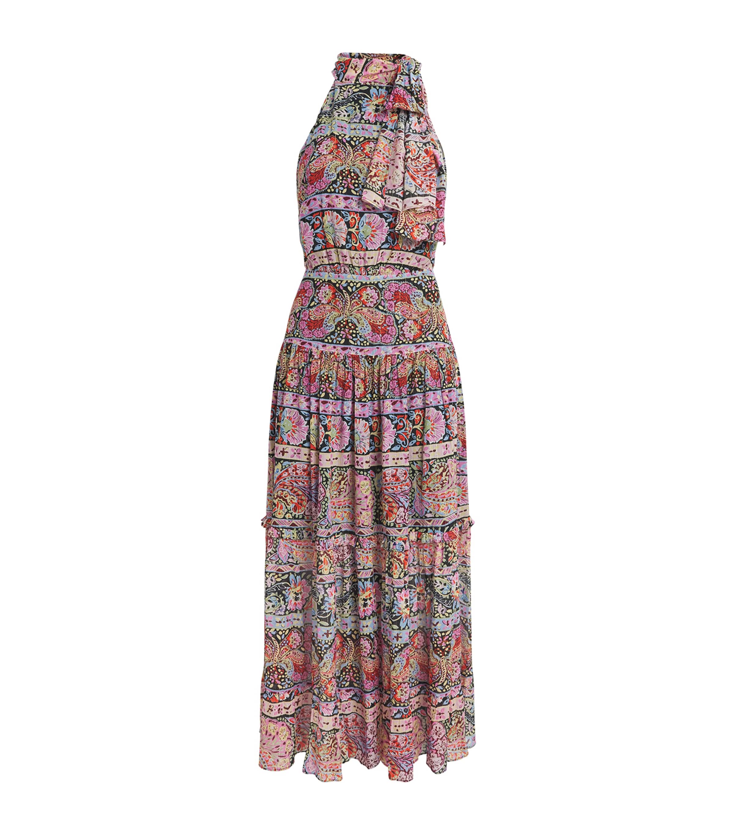 Rixo Womens Paisley Abi Maxi Dress Cara Stripe Black