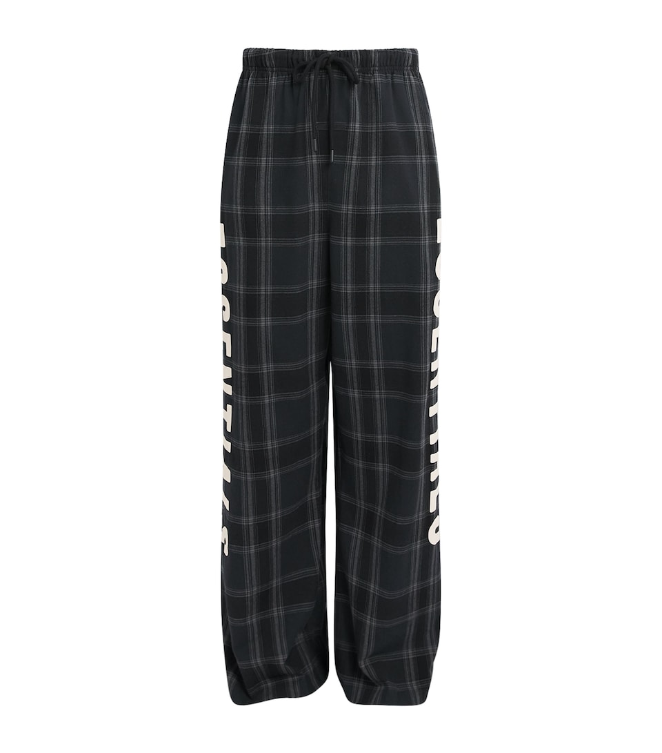 FEAR OF GOD ESSENTIALS Mens Flannel Check Lounge Trousers Vintage Blk Pld