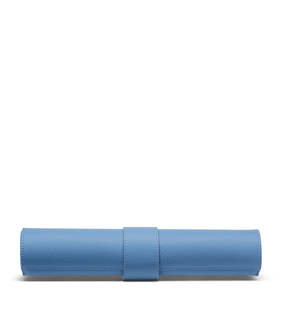 Smythson Leather Backgammon Travel Roll Set Nile Blue