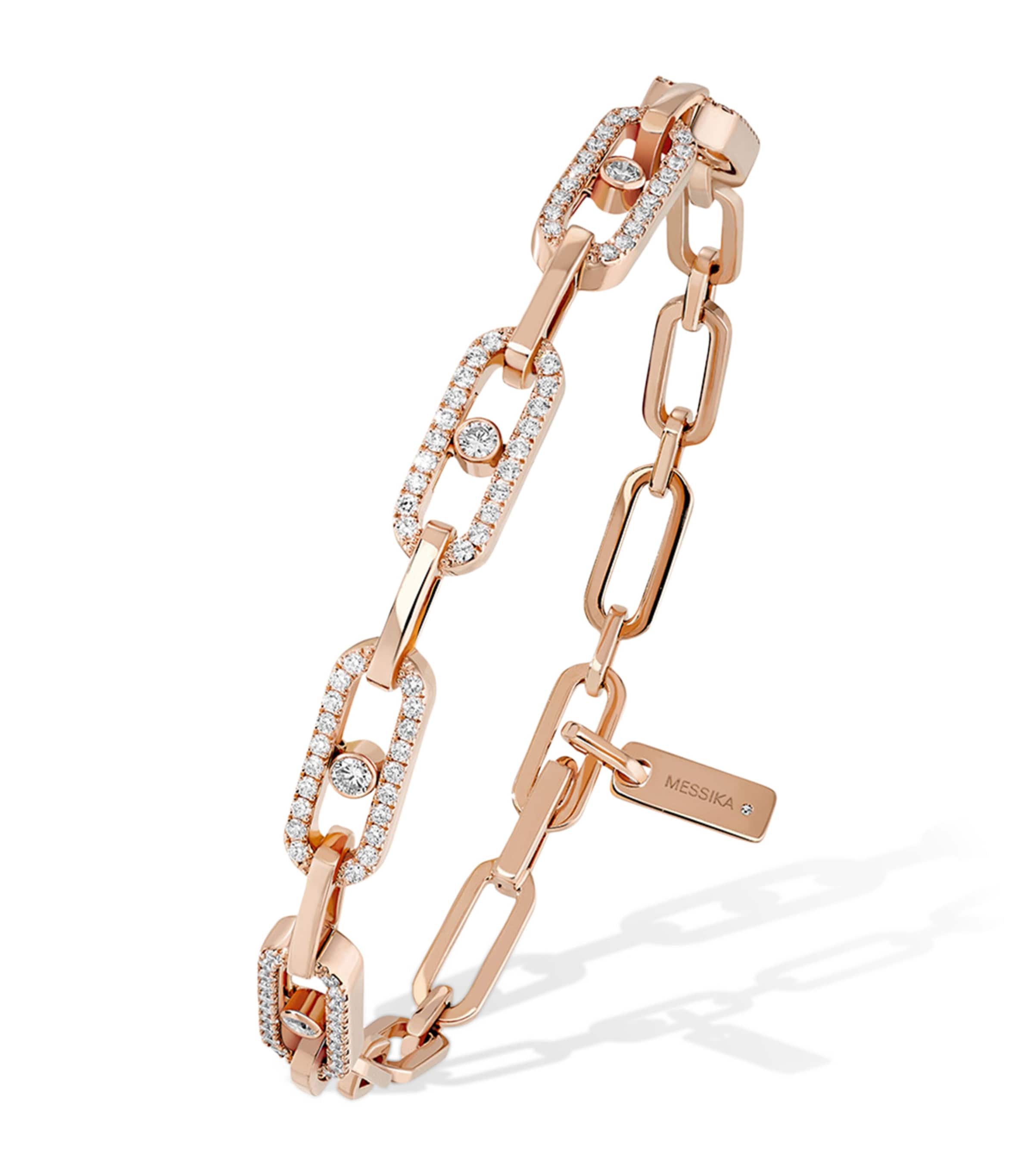 Rose Gold and Diamond Move Link Bracelet