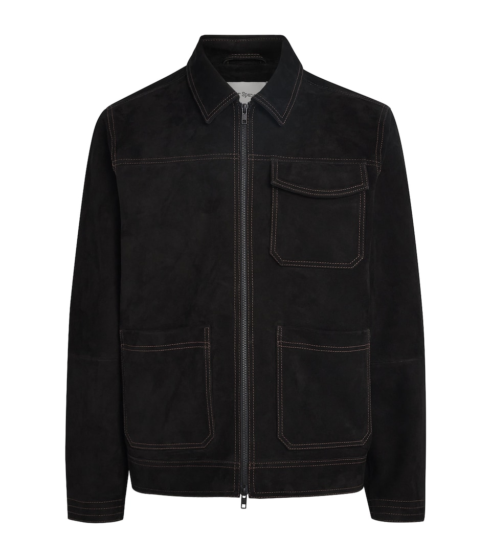 Suede Contrast-Stitch Hardwick Jacket