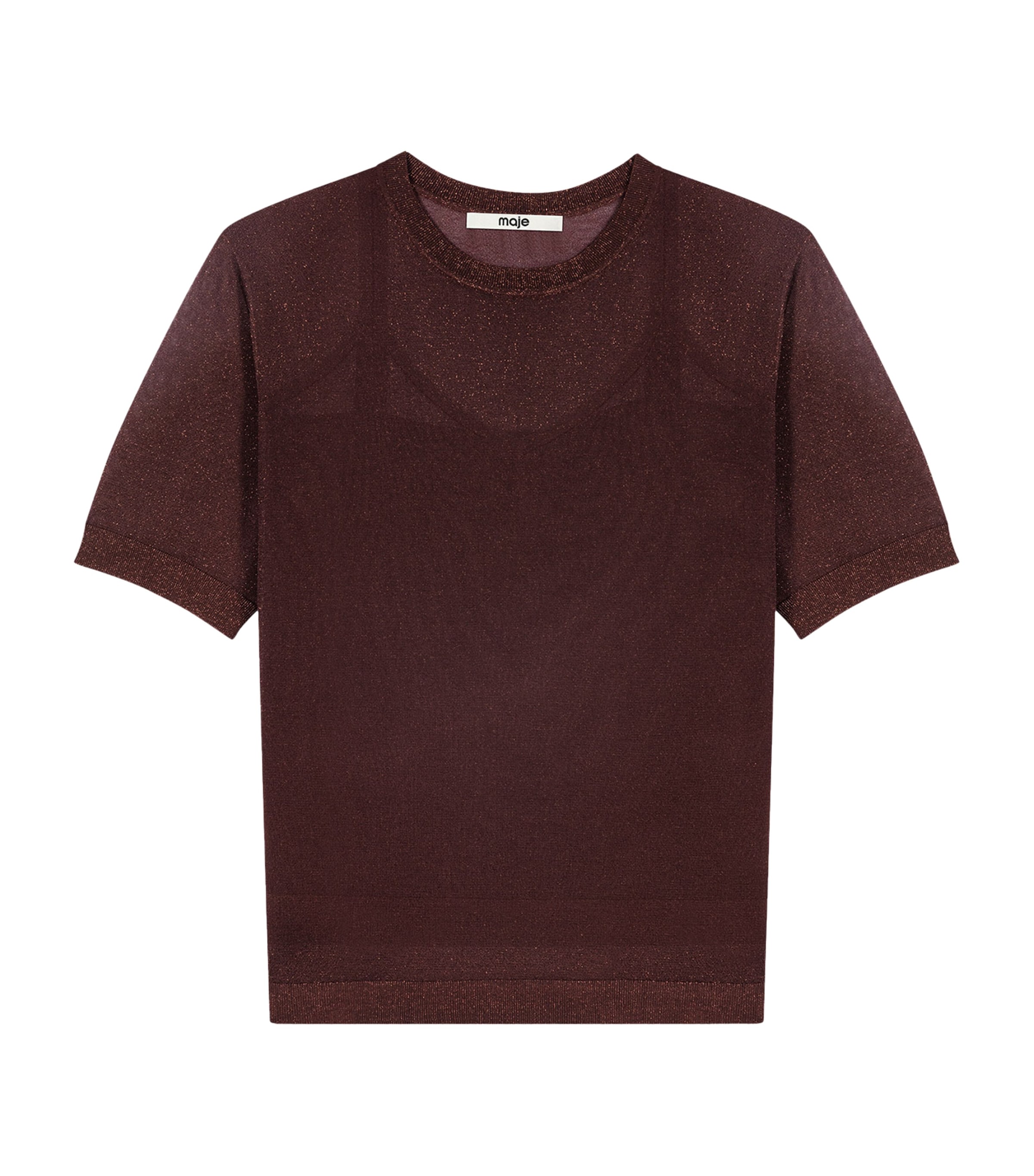 Maje Womens Knit T-Shirt and Cami Top Set Brown