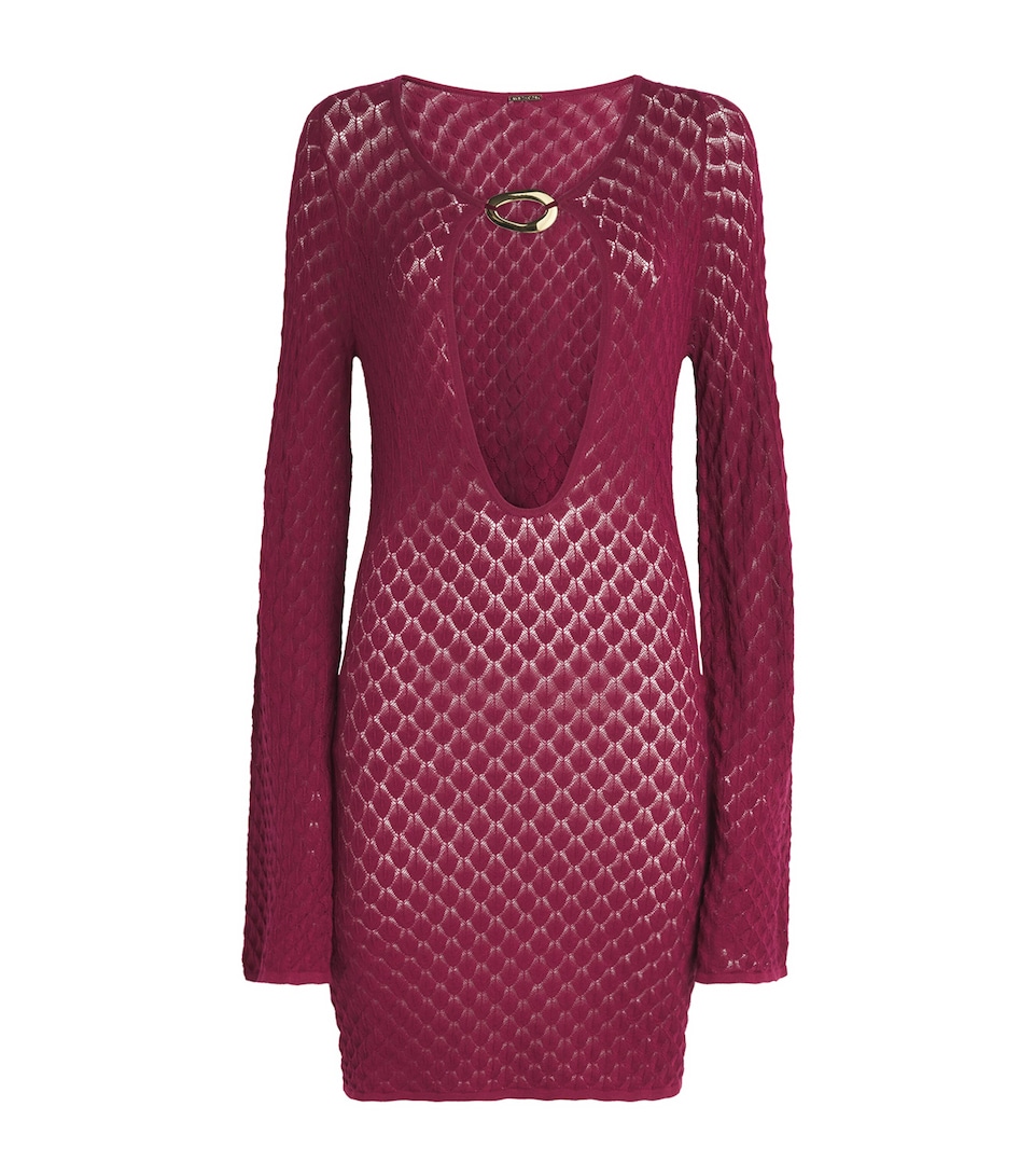 AWAY THAT DAY Womens Crochet Havana Mini Dress Cassis