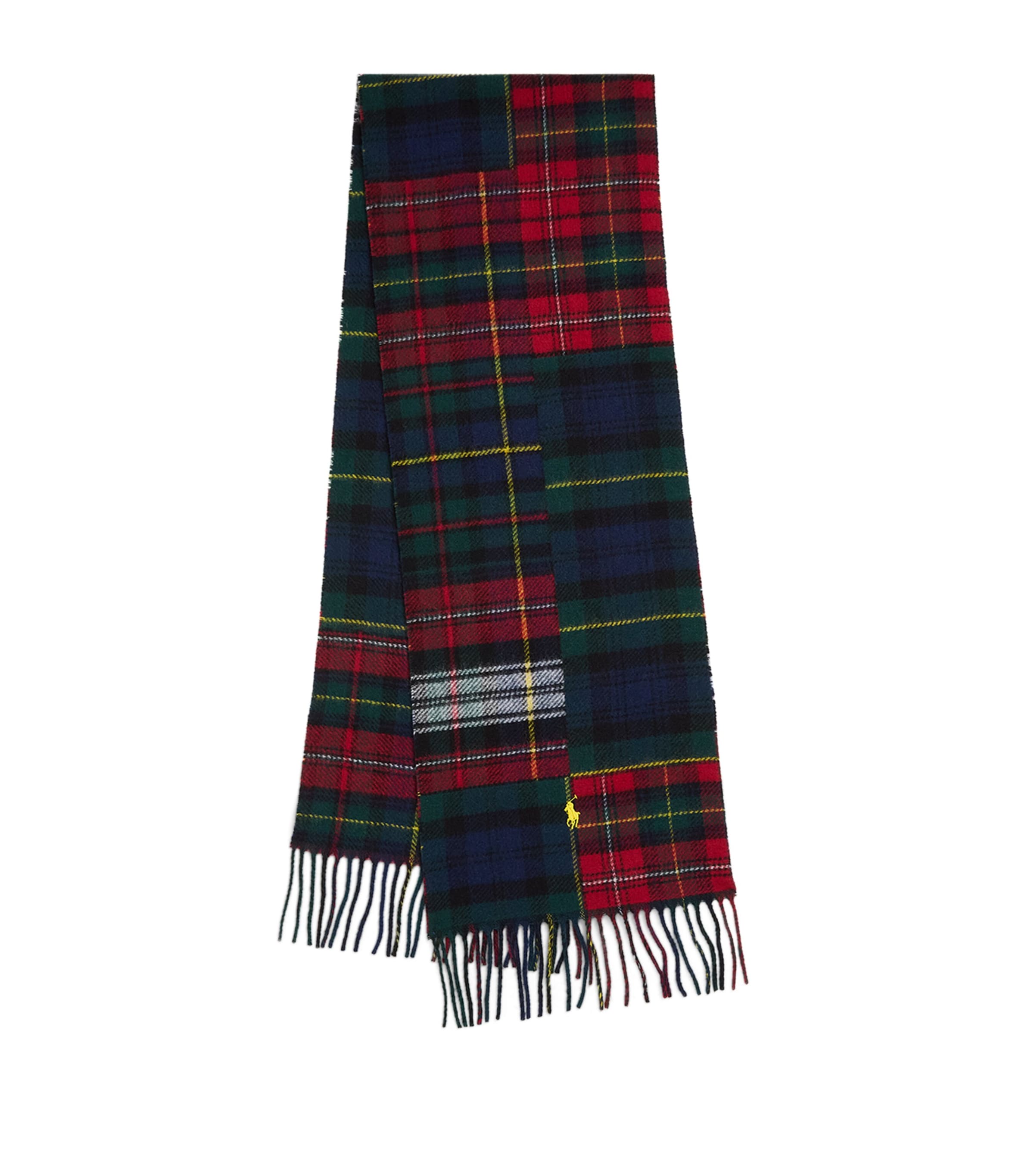 Wool-Blend Plaid Fringed Scarf