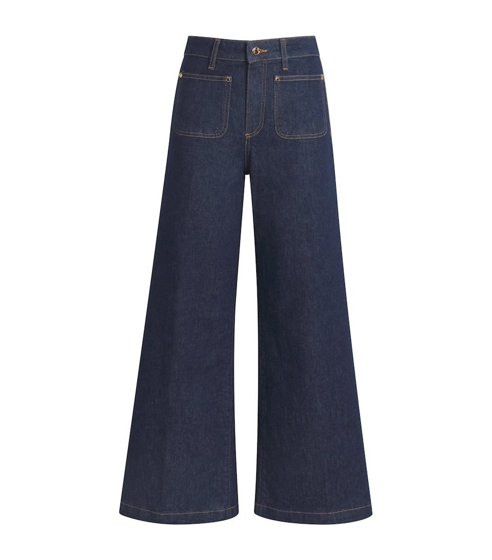 Harper Ankle Pocket-Detail Wide-Leg Jeans