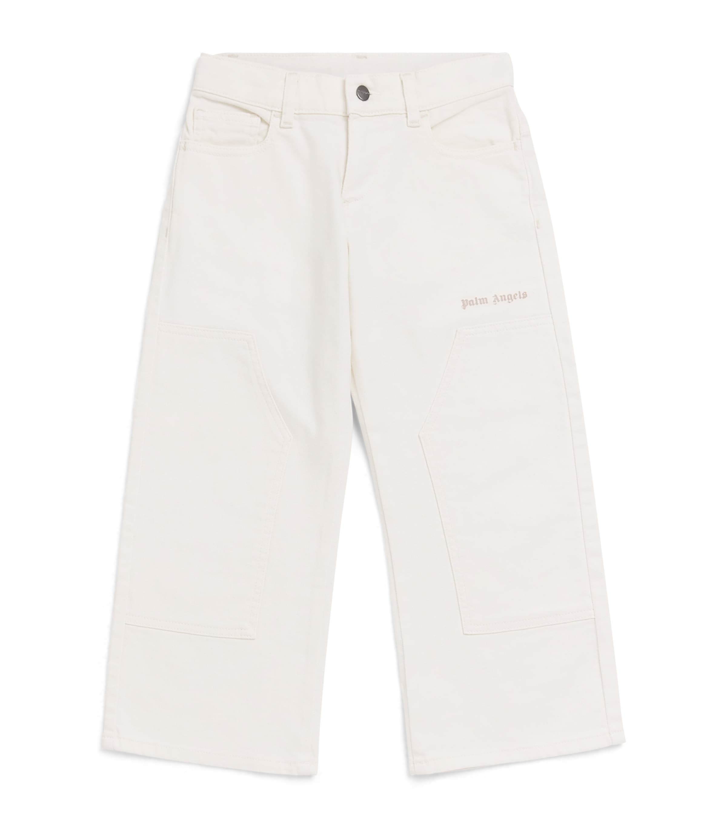 Palm Angels Kids Stretch-Denim Logo Jeans White