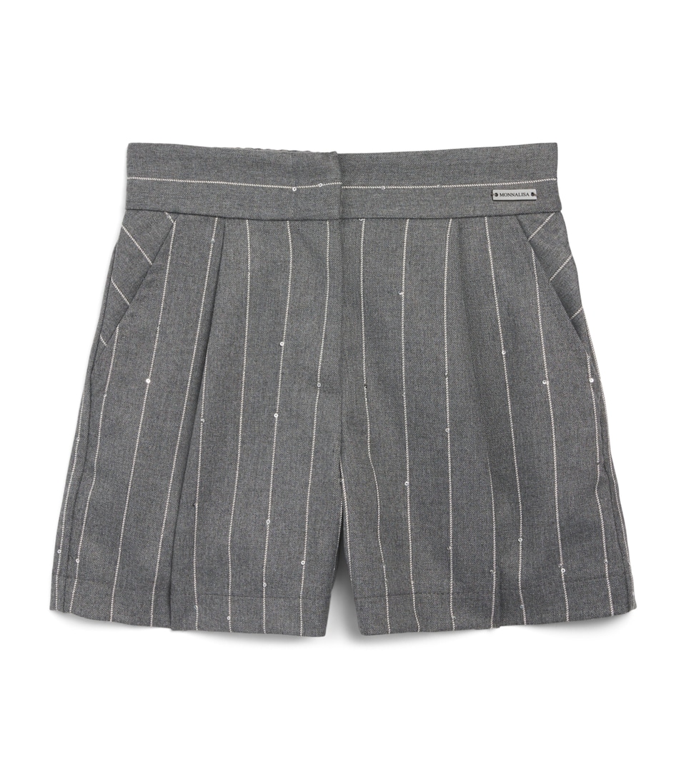 Monnalisa Stripe Bermuda Shorts (4-14 Years) Grigio Medio