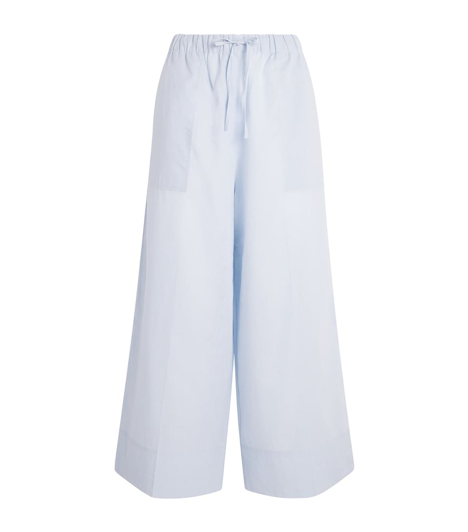 Toteme Womens Cotton-Linen Wide-Leg Trouserstrou Blue