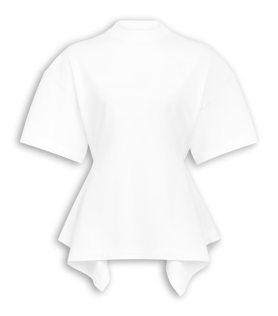 Alaïa Womens Cotton Peplum T-Shirt Blanc