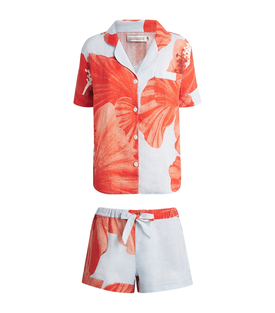 Linen Hibiscus Short Pyjama Set
