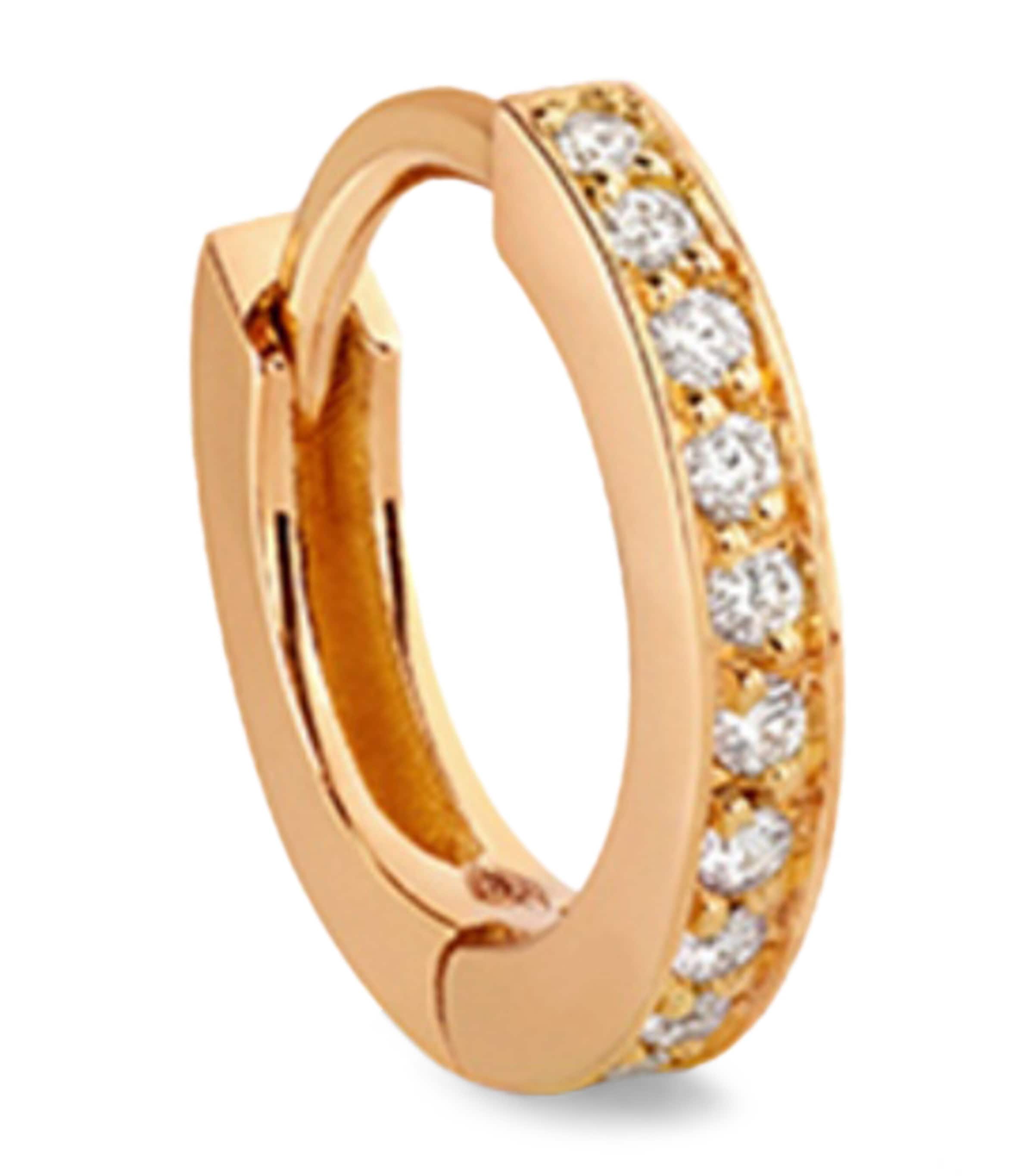 Repossi Rose Gold and Diamond Berbere Single Hoop Earring Pink Gold