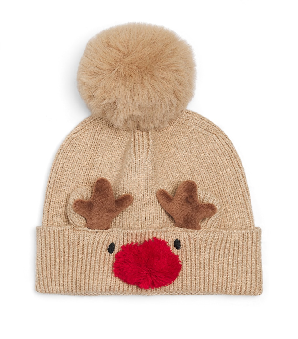 MORI Reindeer Beanie (0-3 Years) Warm Sand