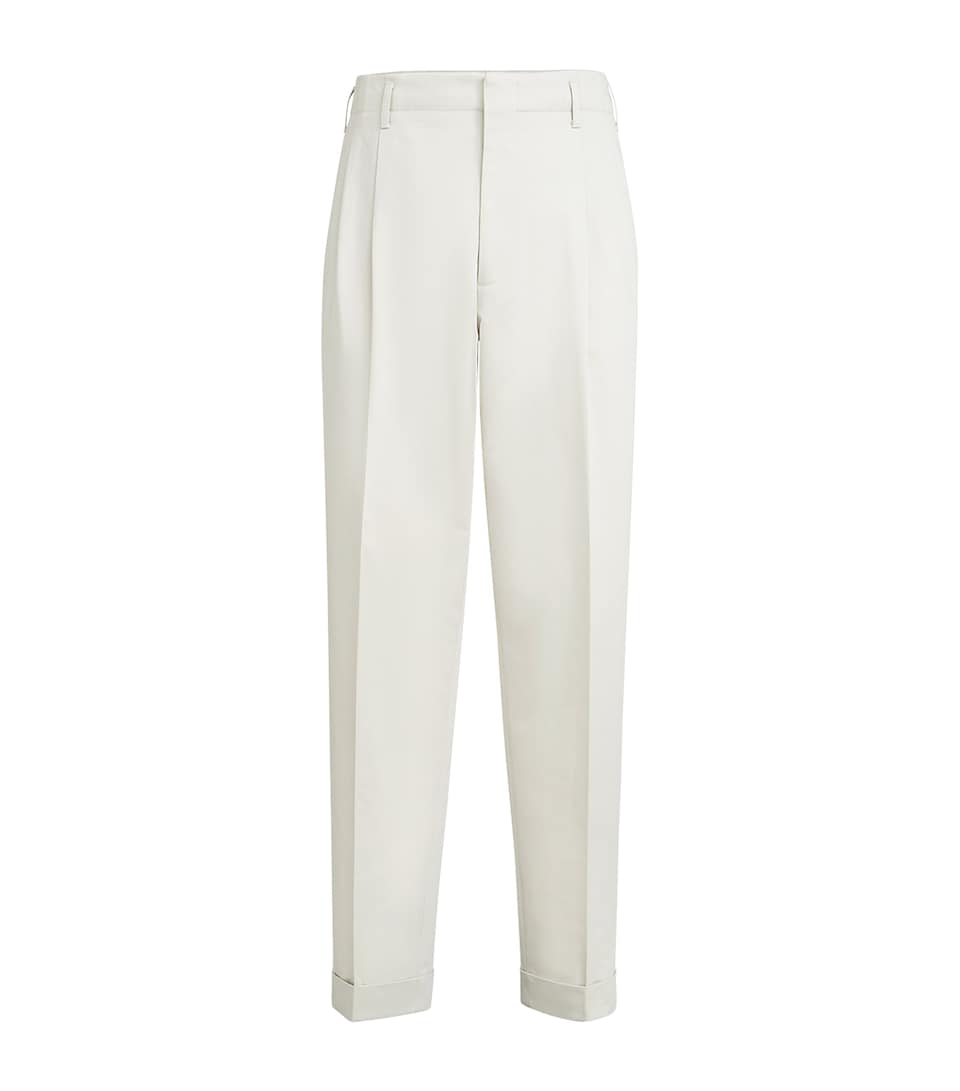 Cotton Satin Straight Tailored Trousers
