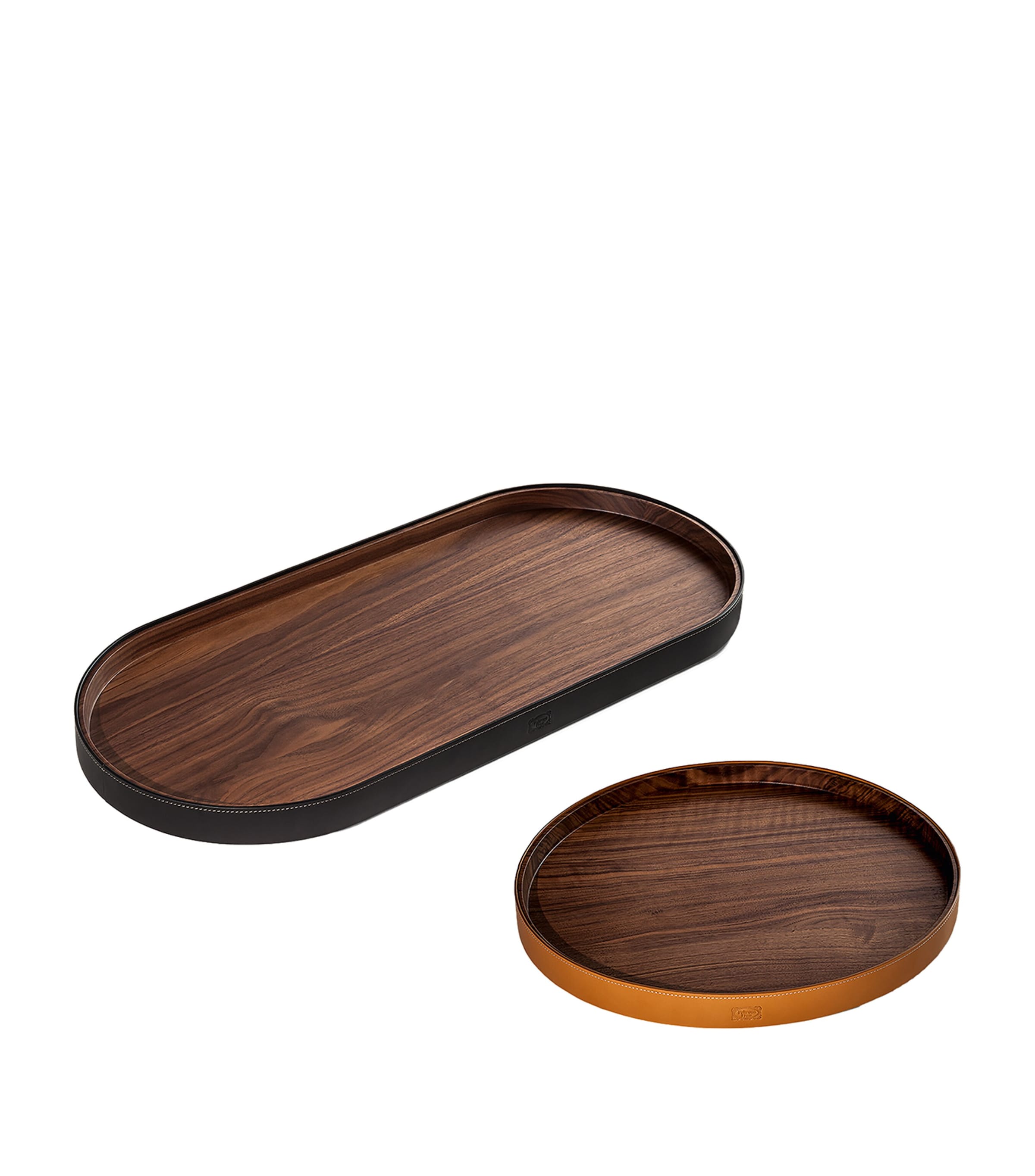 Poltrona Frau Zhuang Round Tray (40.5cm) Saddle Extra Carbone